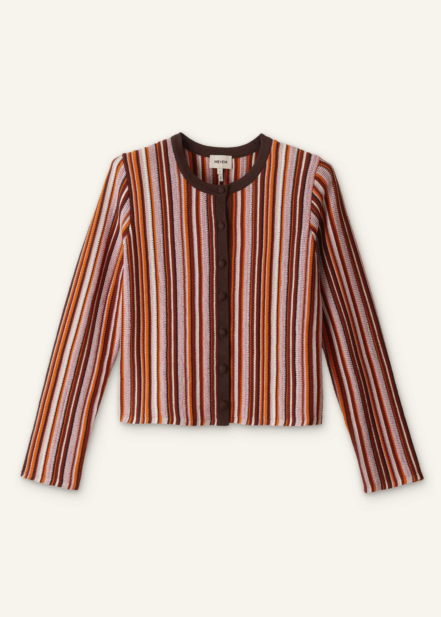 ME and EM Clothing Cinnamon Brown Metallic Stripe Cardigan