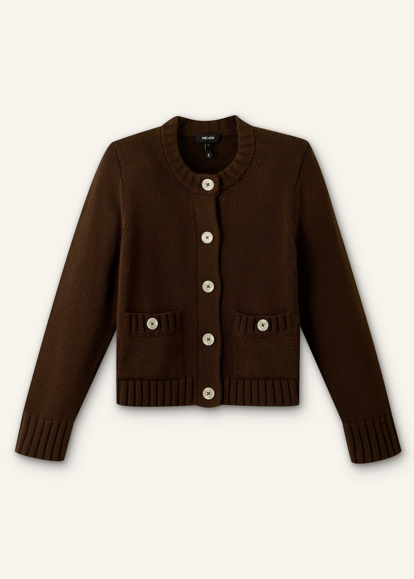 ME and EM Clothing Brown Crop Cardigan