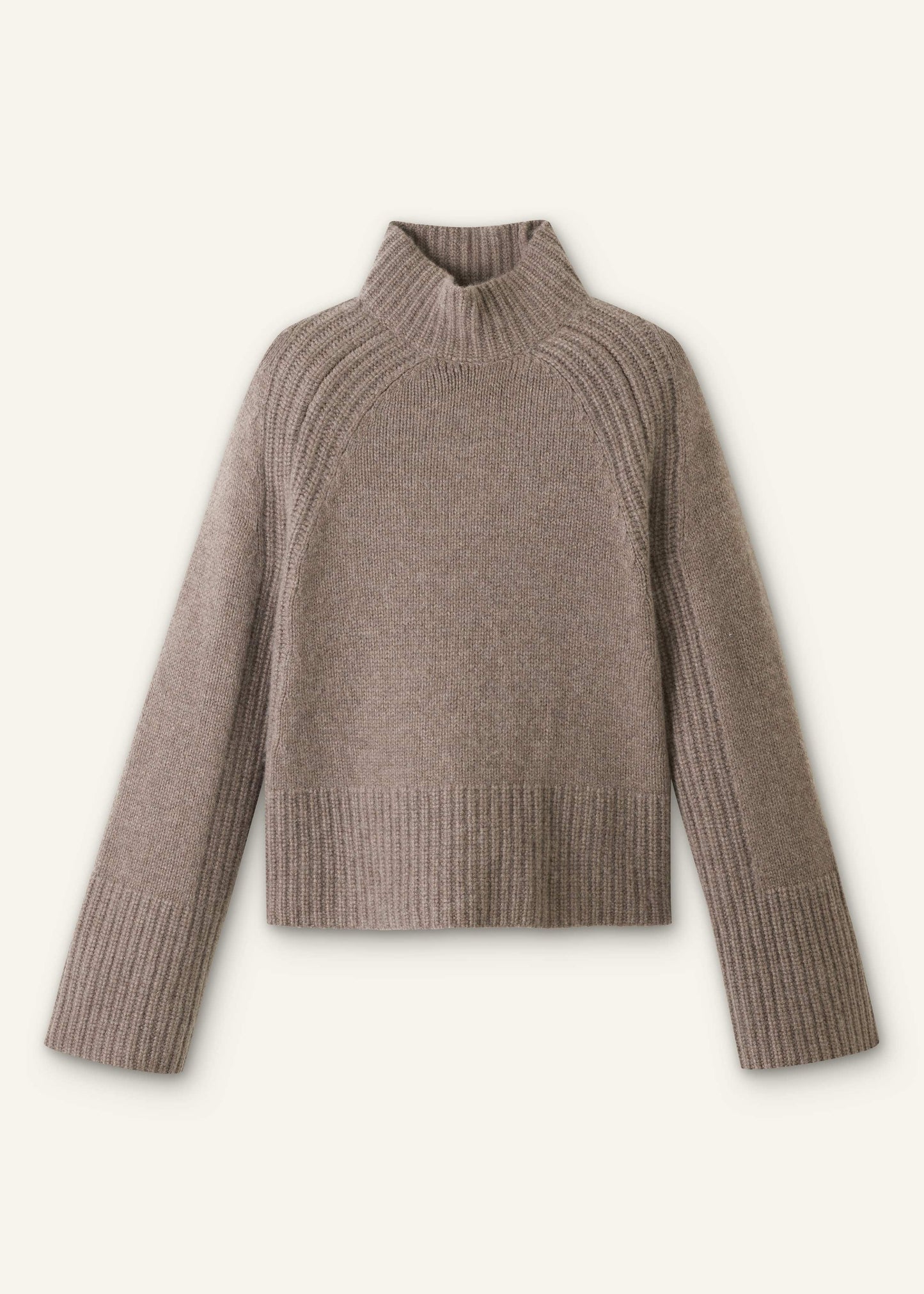 ME and EM Clothing Brown Cashmere High Neck Relaxed Statement Sweater