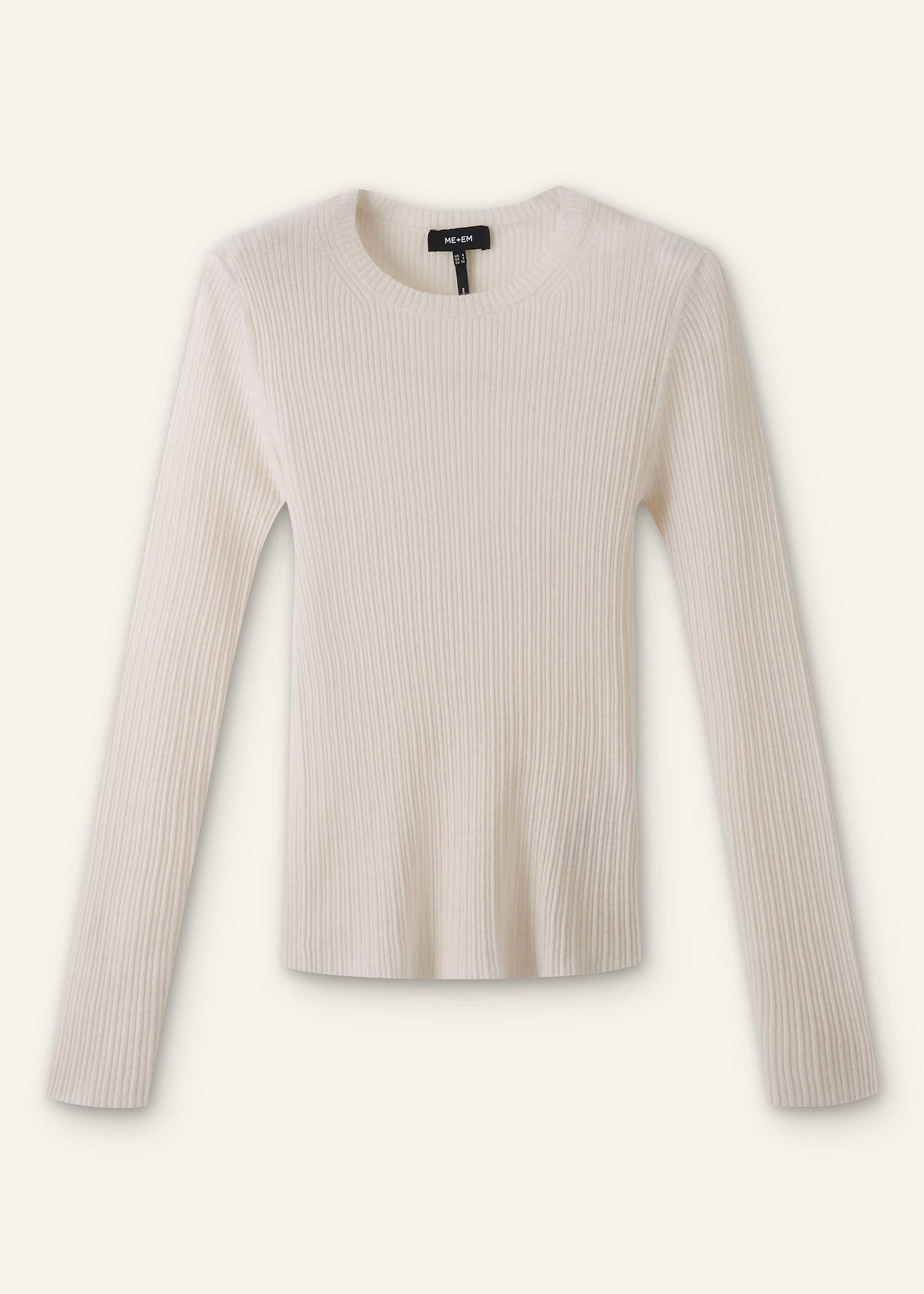 ME and EM Clothing Cream Barely There Slim Rib Layering Sweater