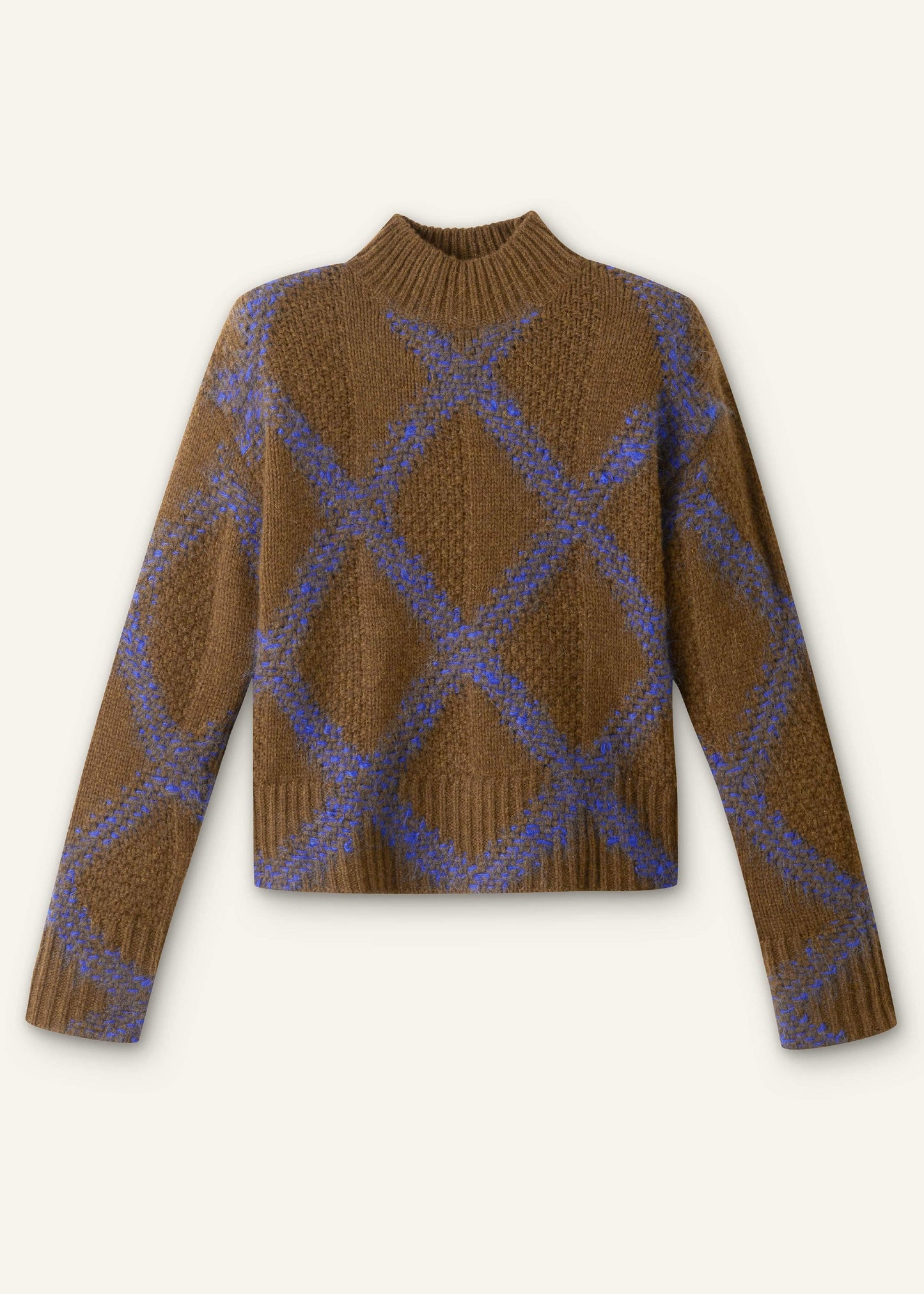 ME and EM Clothing Green Merino Statement Textured Argyle Sweater