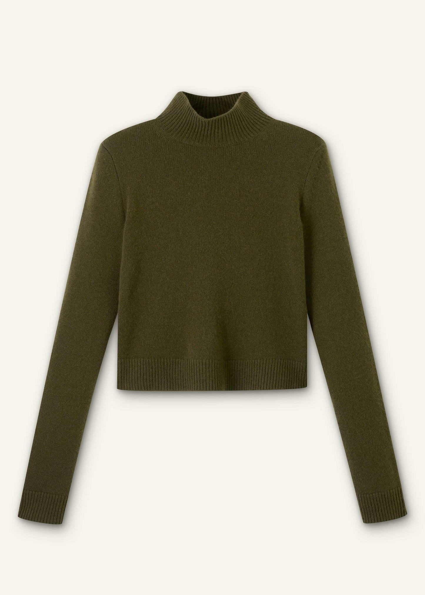 ME and EM Clothing Olive Green High Neck Crop Sweater