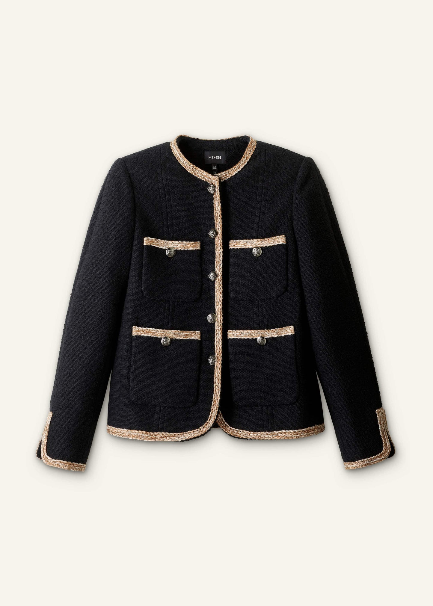 ME and EM Clothing Black Straight Fit Jacket