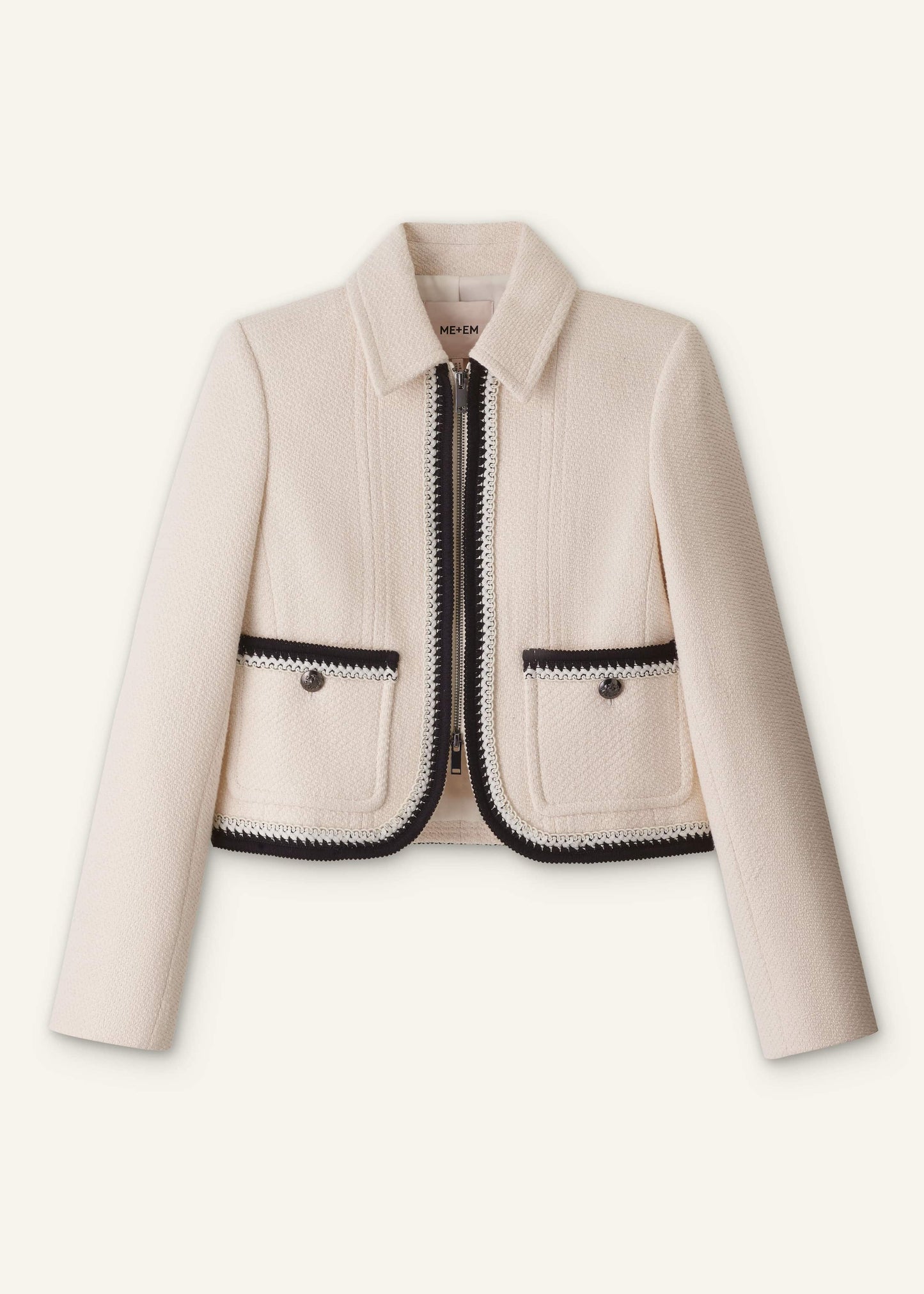 ME and EM Clothing Cream Straight Crop Jacket