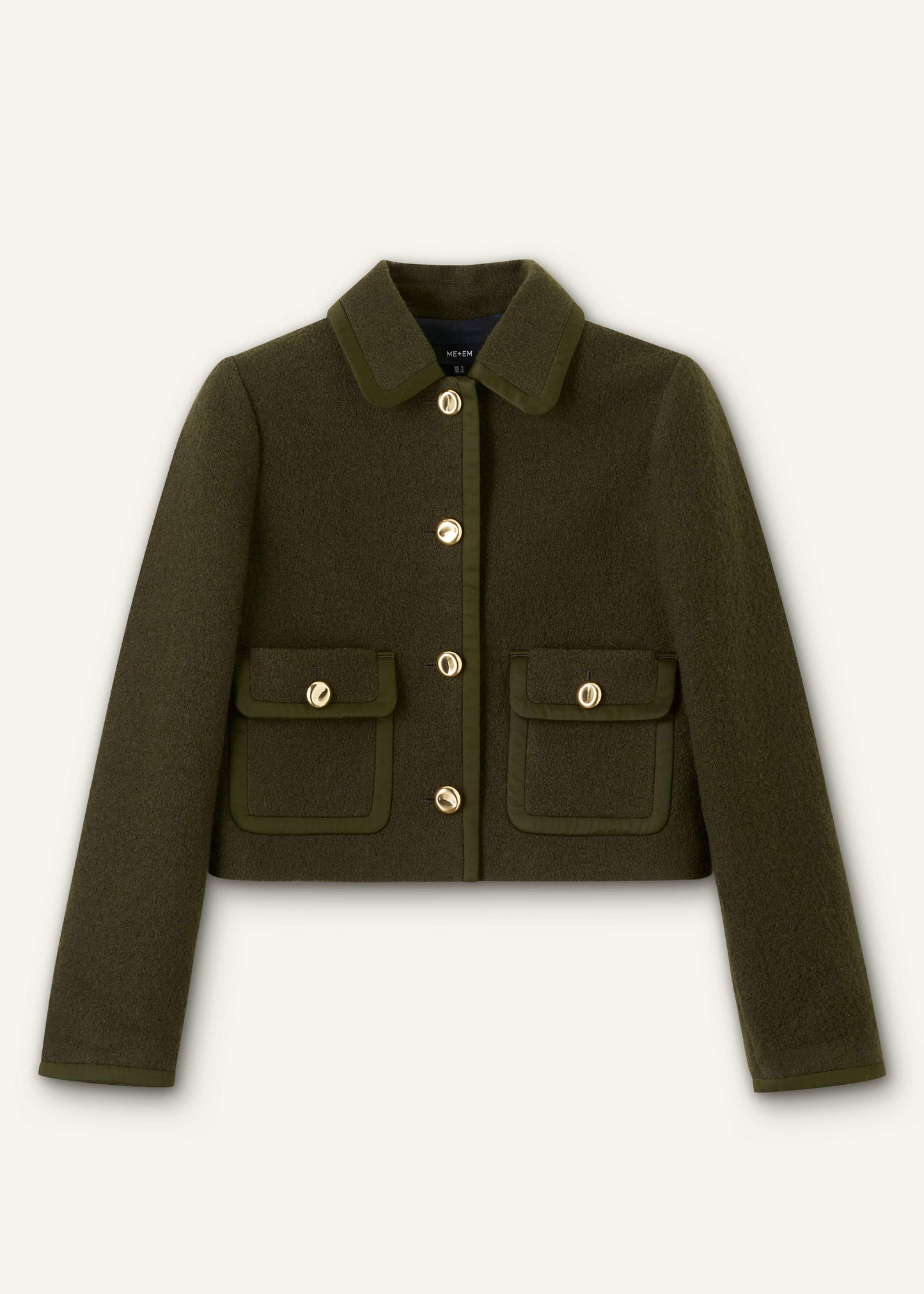 ME and EM Clothing Olive Green Straight Crop Jacket