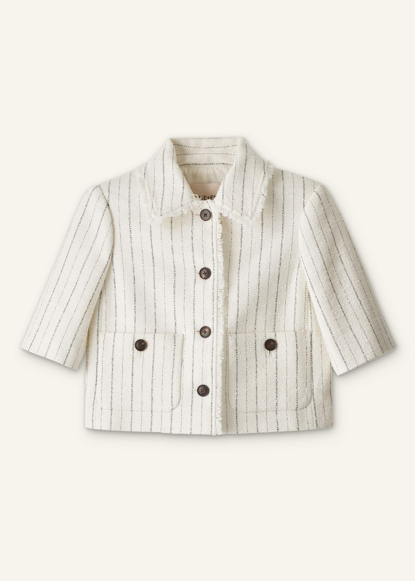 ME and EM Clothing Ivory Stripe Crop Jacket