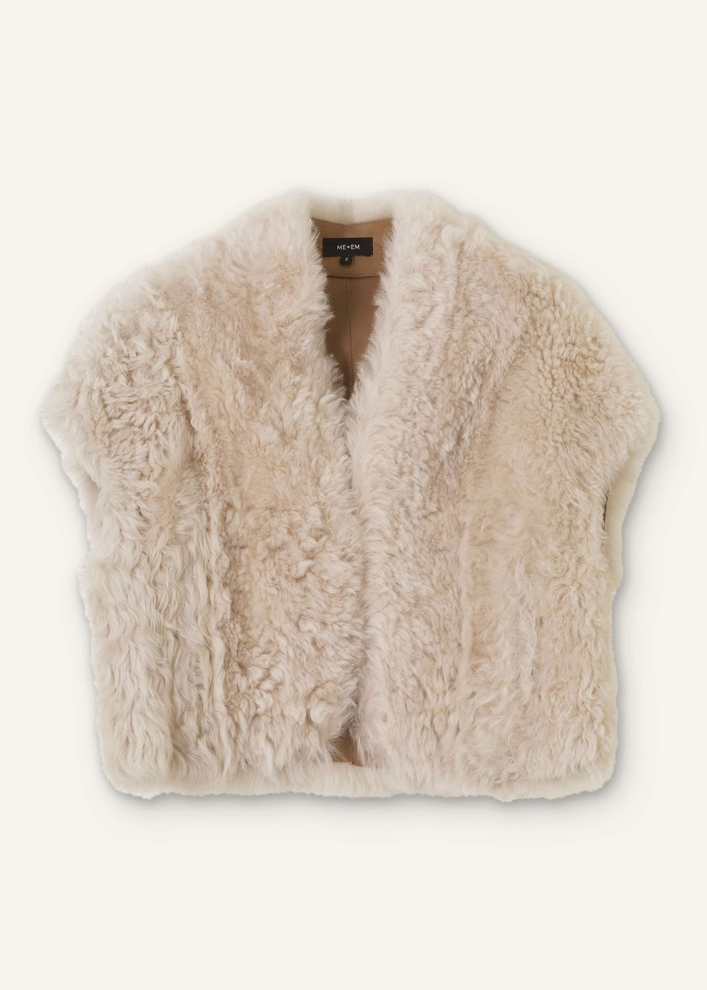 ME and EM Clothing Cream Shearling Evening Layering Shrug
