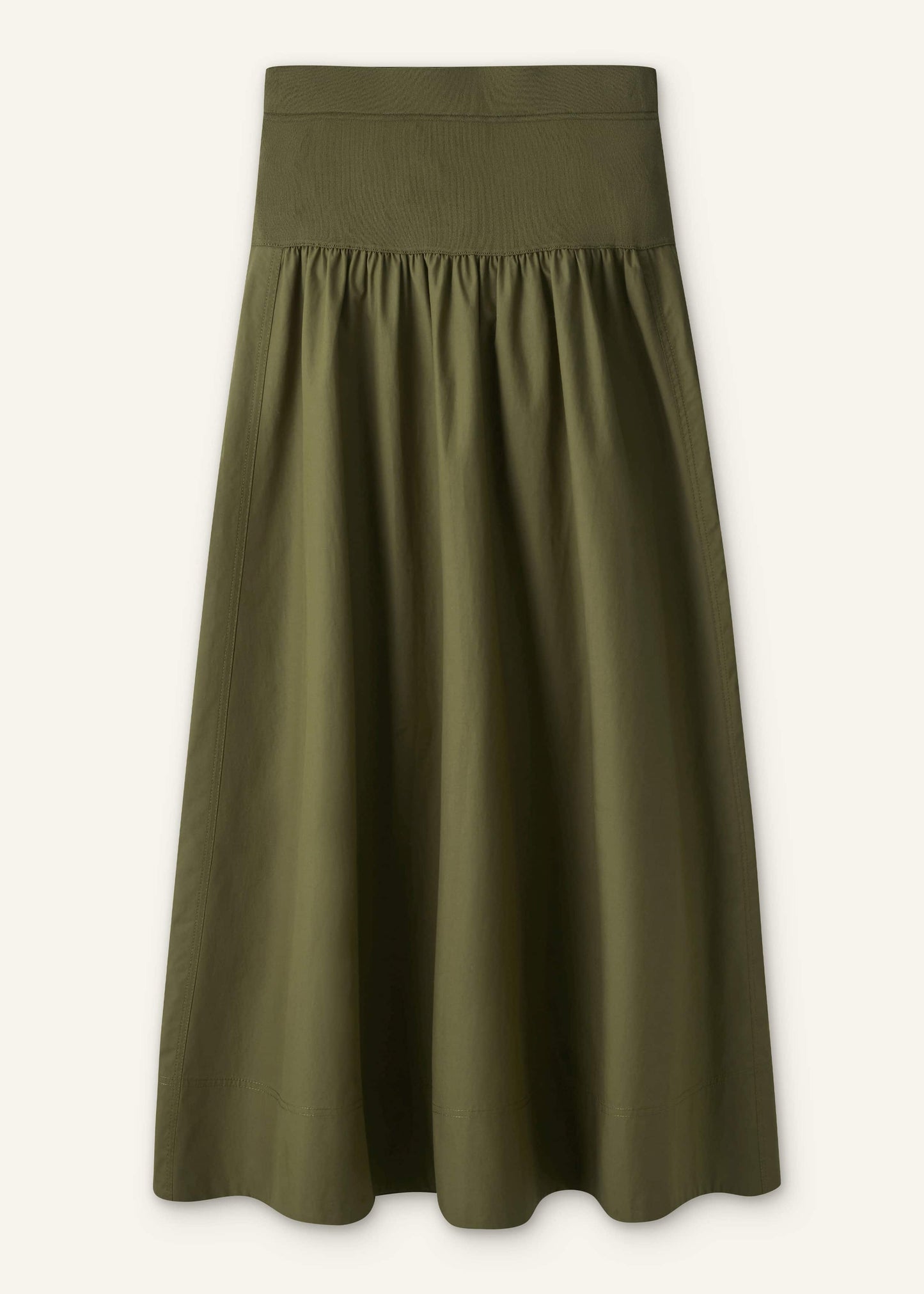 ME and EM Clothing Olive Green Mixed Media Maxi Skirt