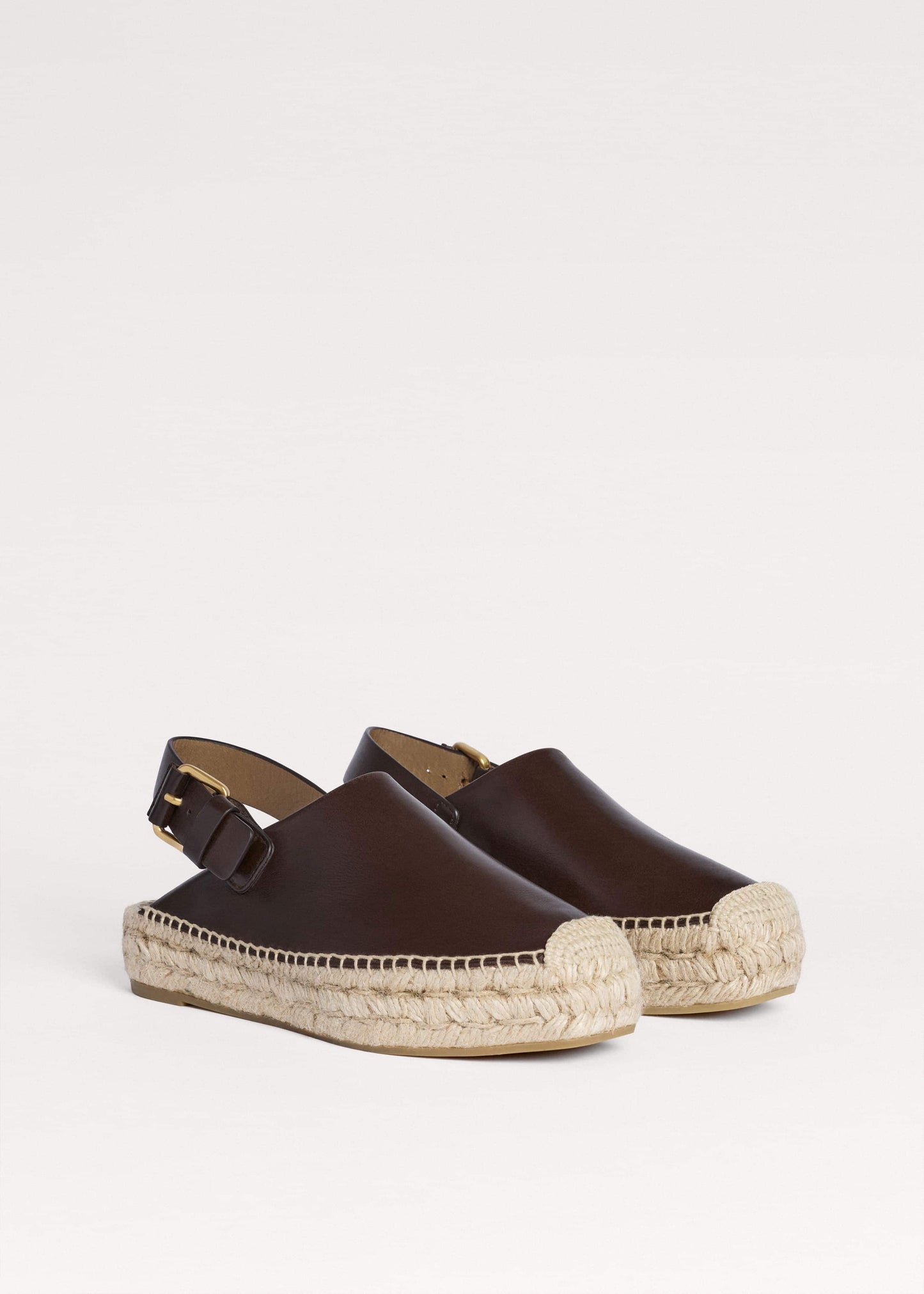 ME and EM Clothing|Accessories Brown Leather Slingback Espadrille