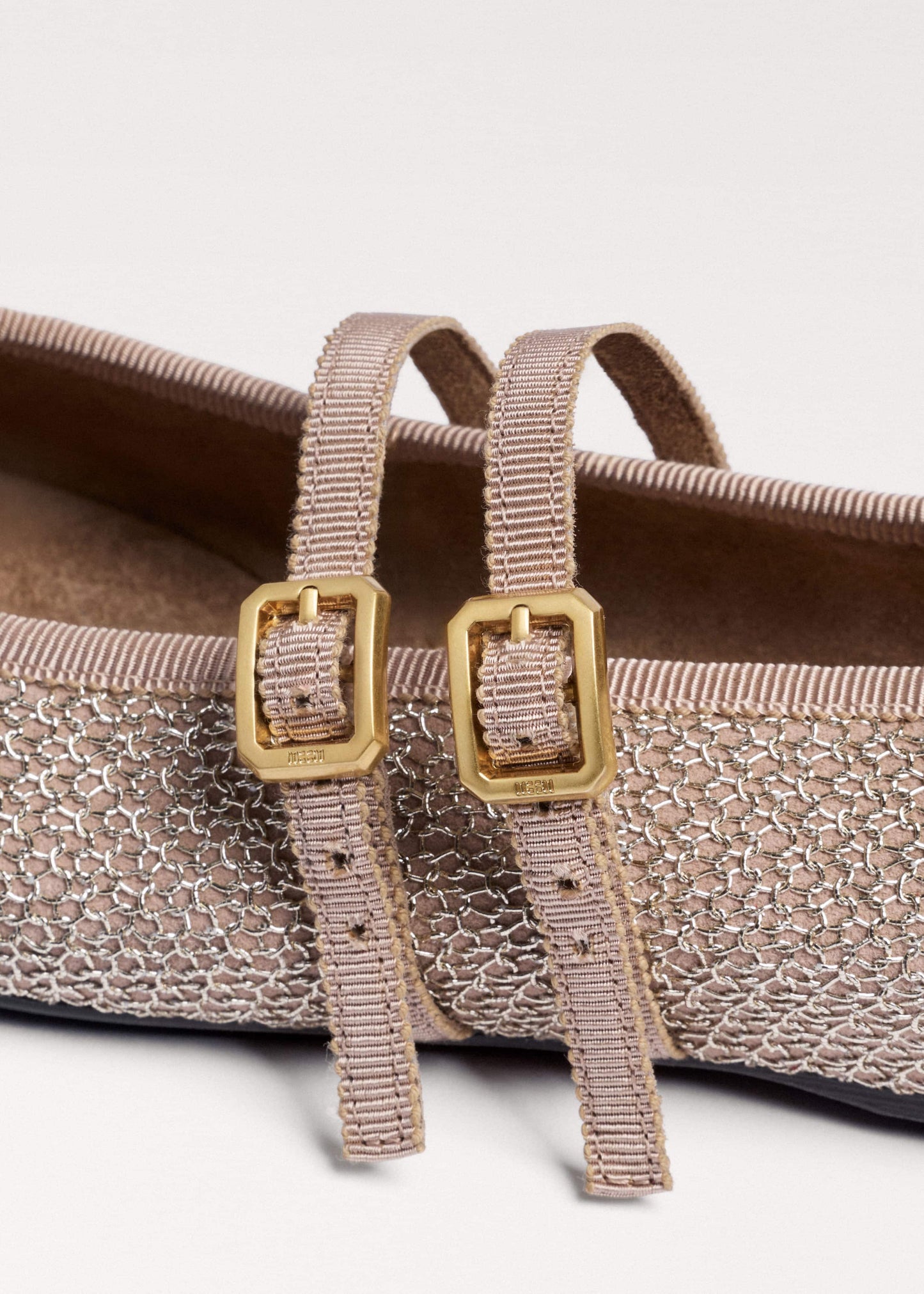 ME and EM Clothing|Accessories Gold Mesh AM-PM Ballet Flat