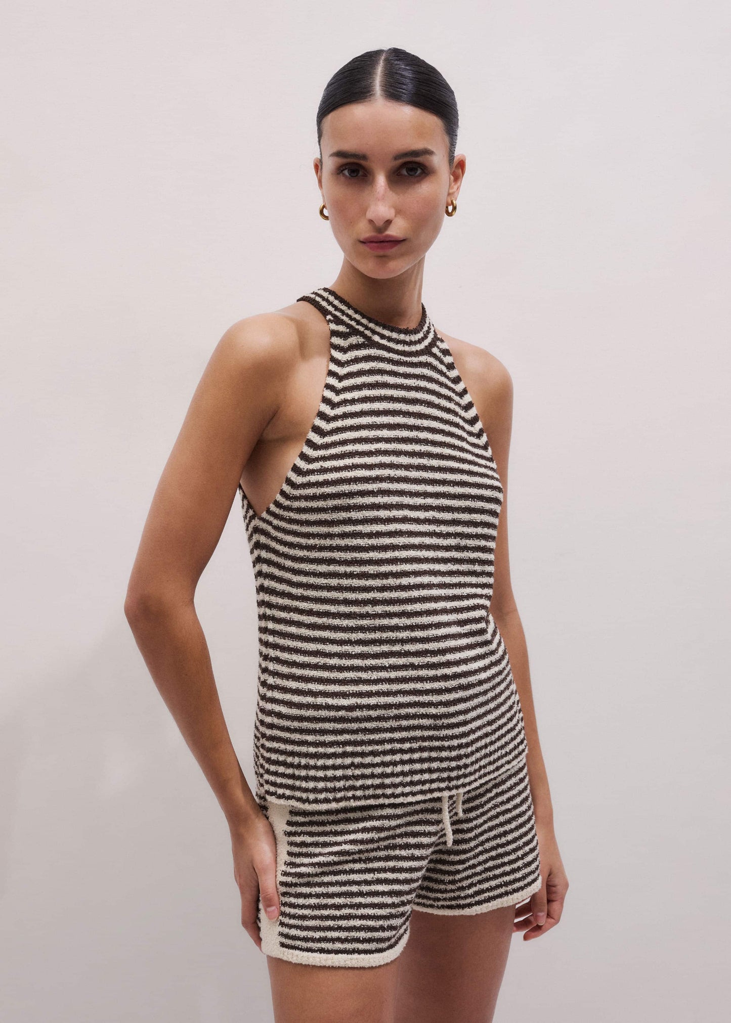 ME and EM Clothing Cocoa Brown Stripe Short Co-ord