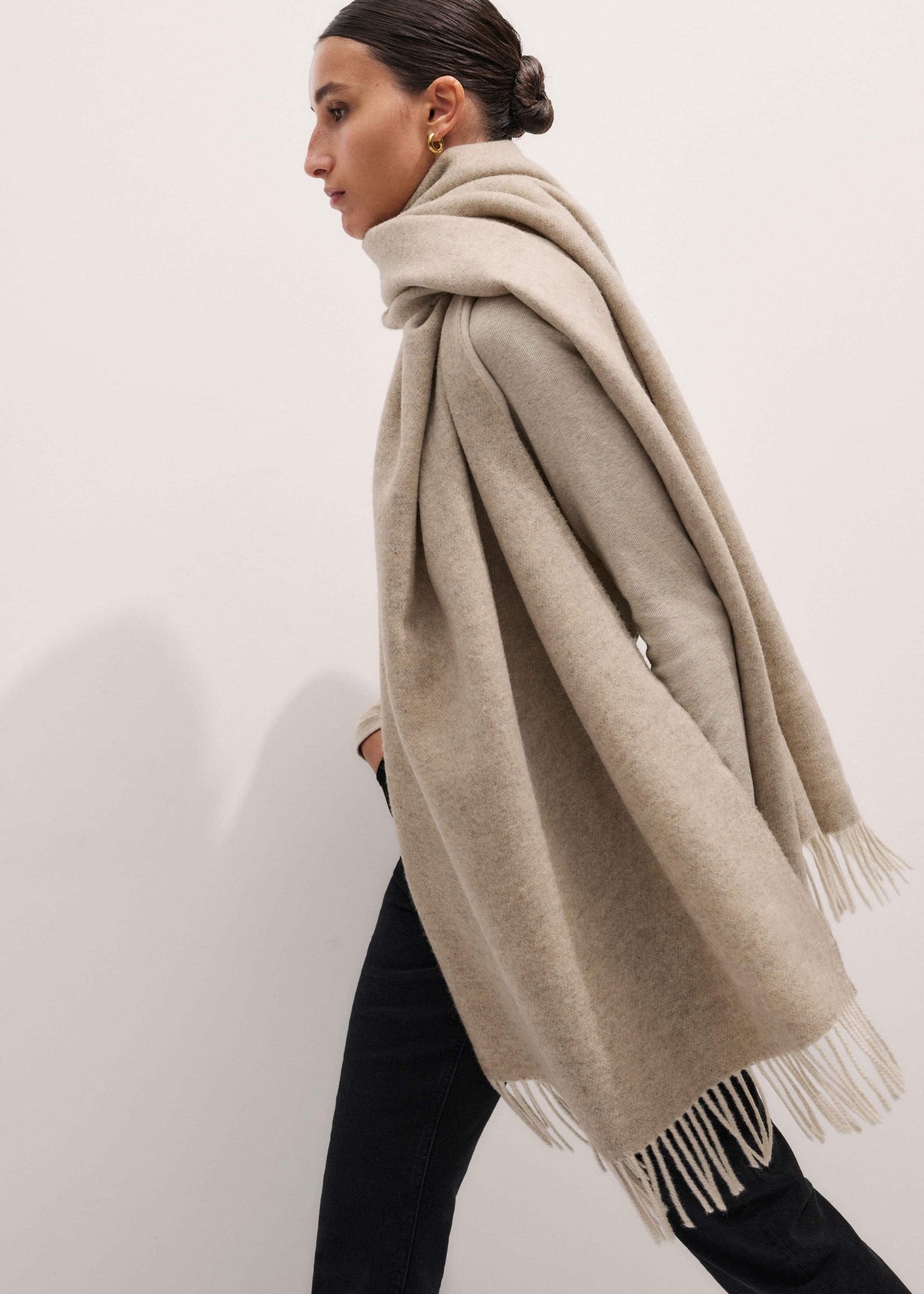 ME and EM Accessories Cream Cashmere Blend Travel Scarf
