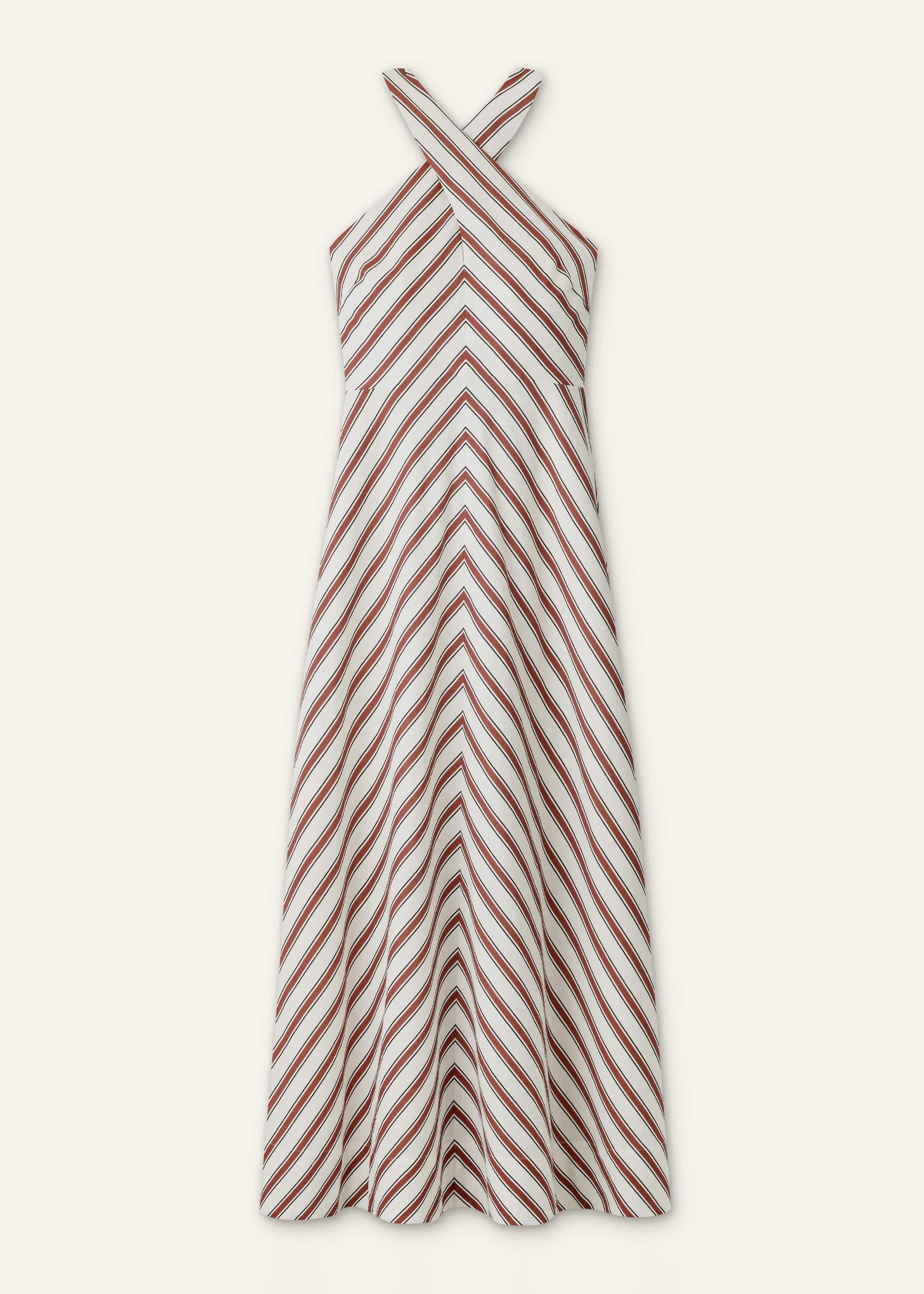 ME and EM Clothing Cream Crease-Less Linen Halterneck Maxi Dress
