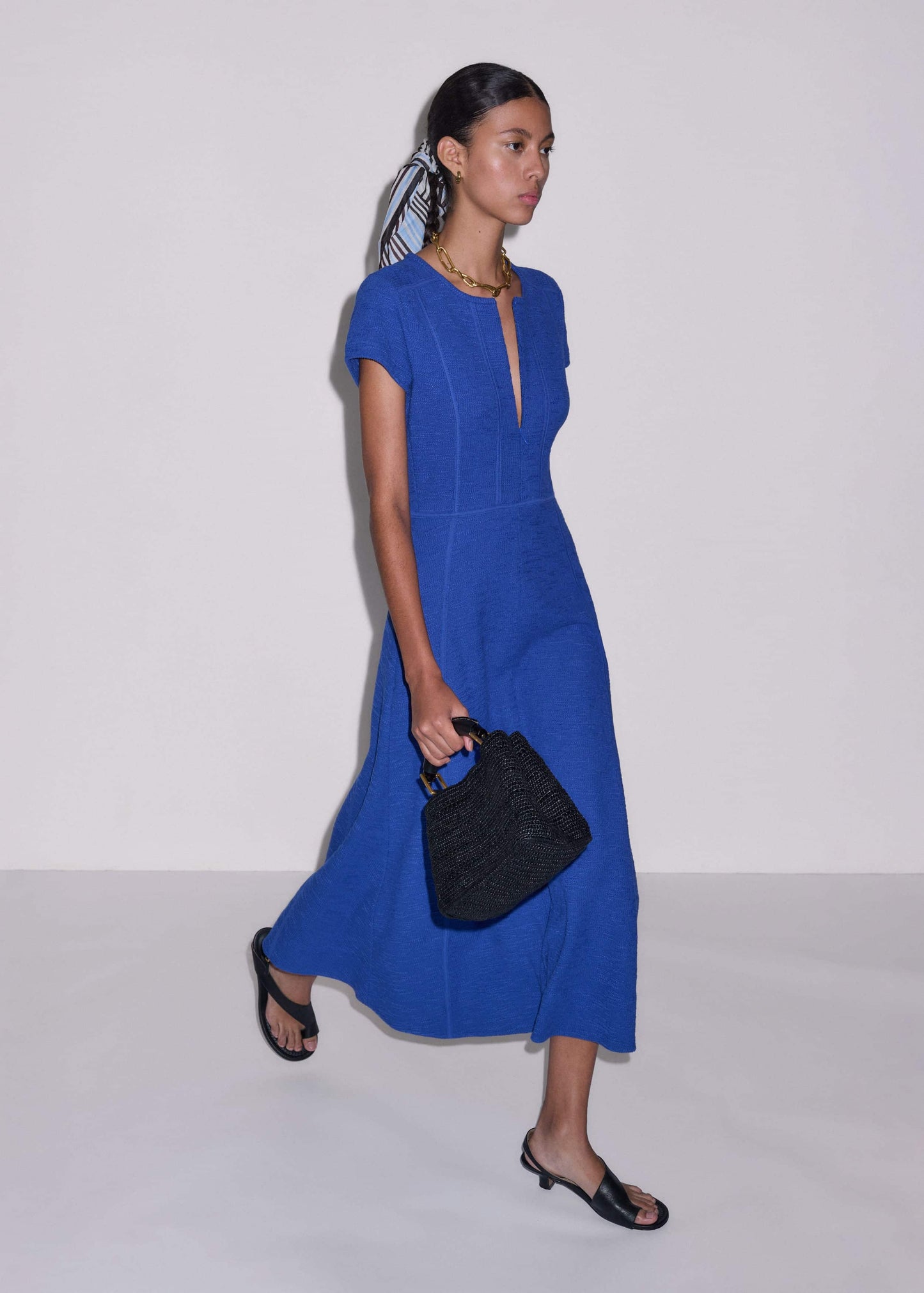ME and EM Clothing Blue Fit + Flare Maxi Dress