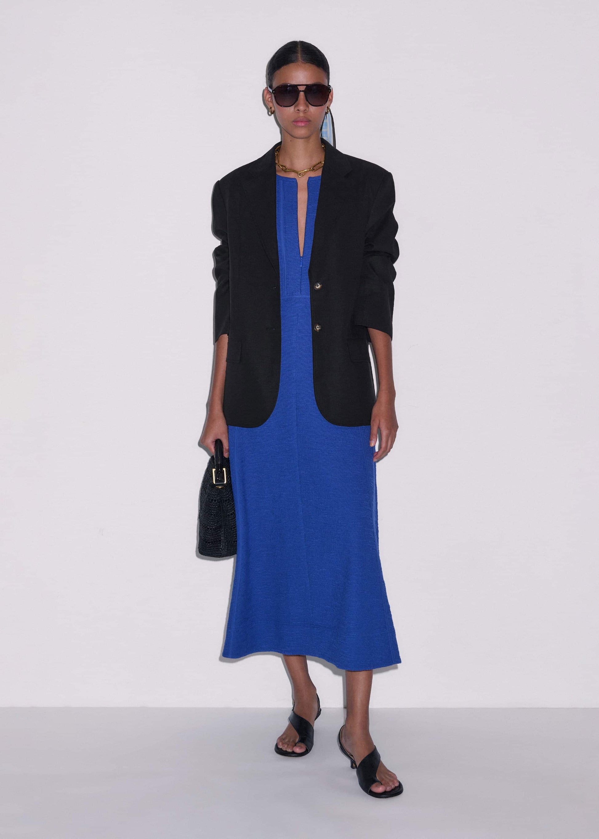 ME and EM Clothing Blue Fit + Flare Maxi Dress