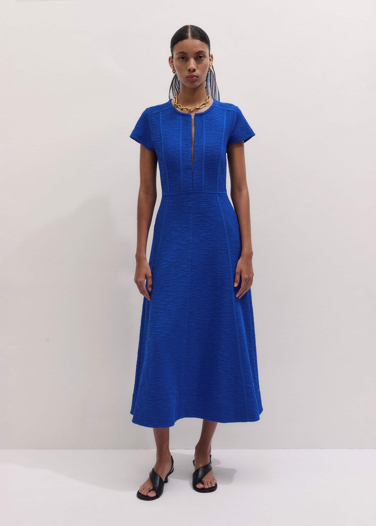 ME and EM Clothing Blue Fit + Flare Maxi Dress