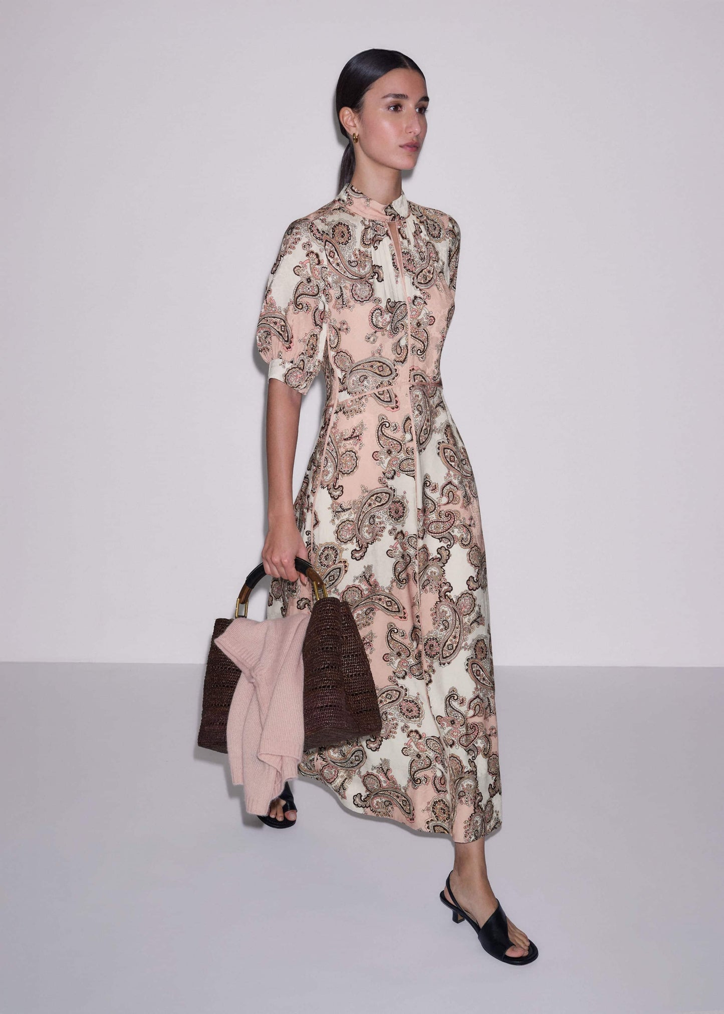 ME and EM Clothing Pink Paisley Print Fit + Flare Maxi Dress