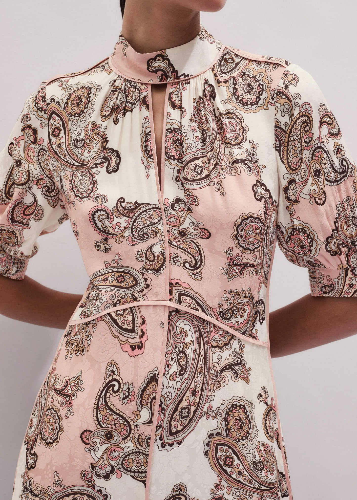 ME and EM Clothing Pink Paisley Print Fit + Flare Maxi Dress
