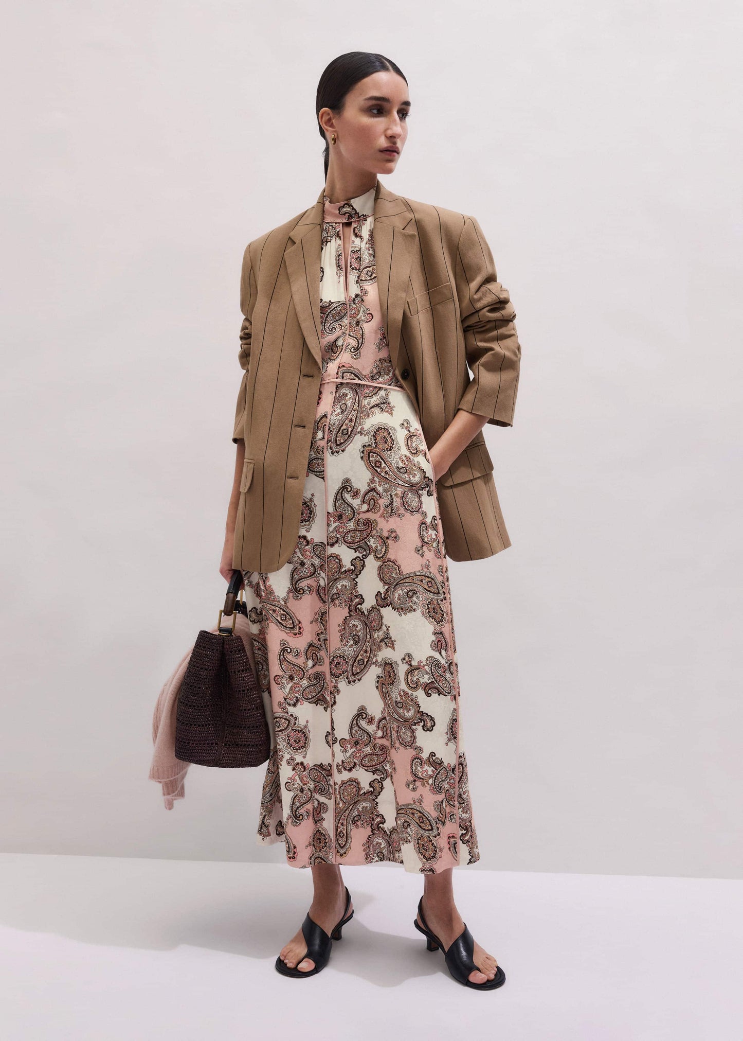 ME and EM Clothing Pink Paisley Print Fit + Flare Maxi Dress