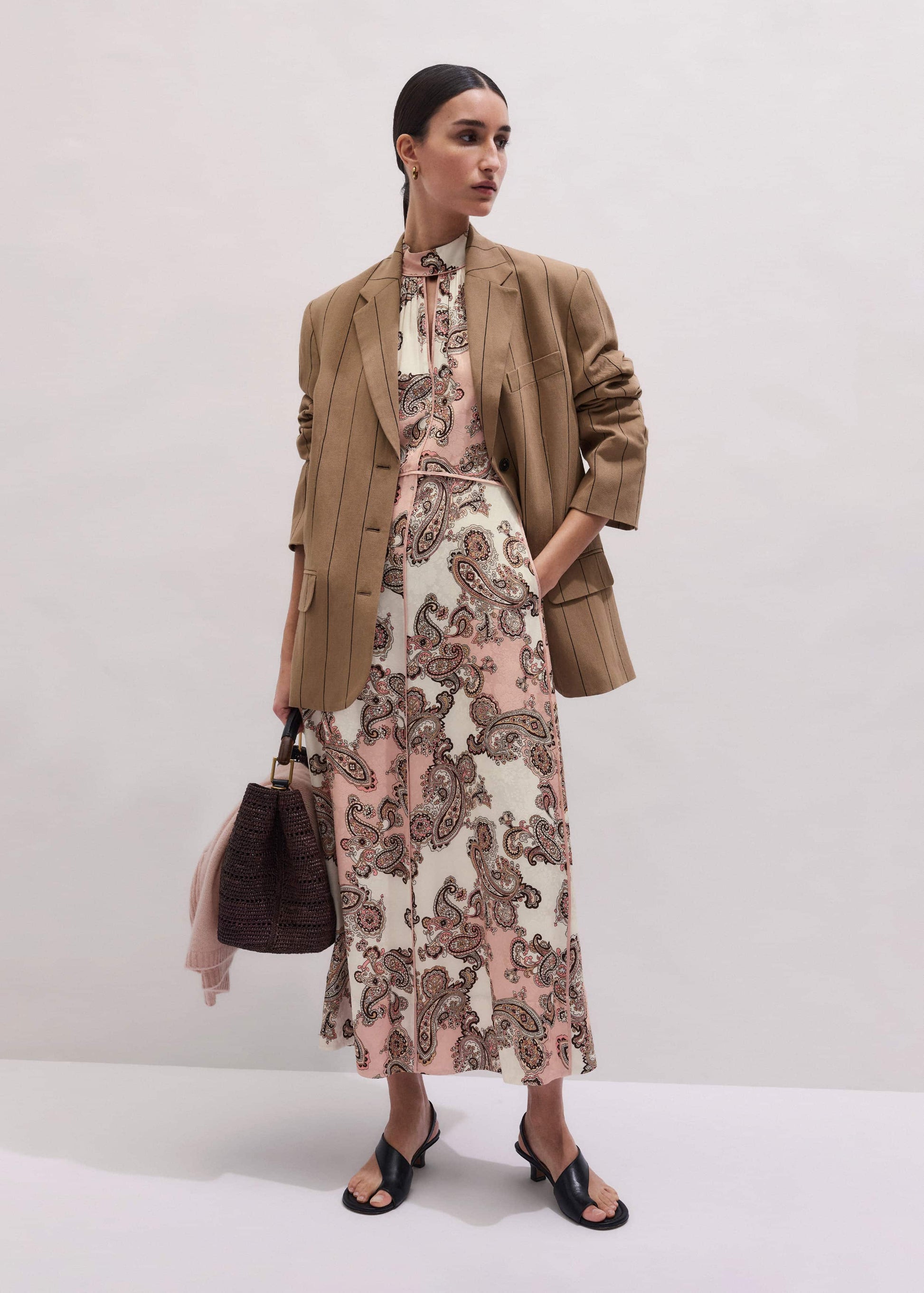 ME and EM Clothing Pink Paisley Print Fit + Flare Maxi Dress