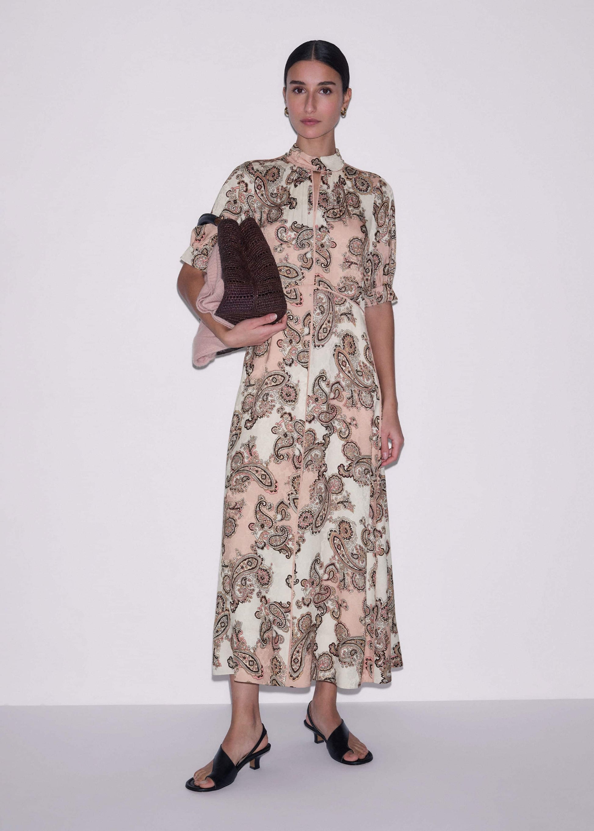 ME and EM Clothing Pink Paisley Print Fit + Flare Maxi Dress