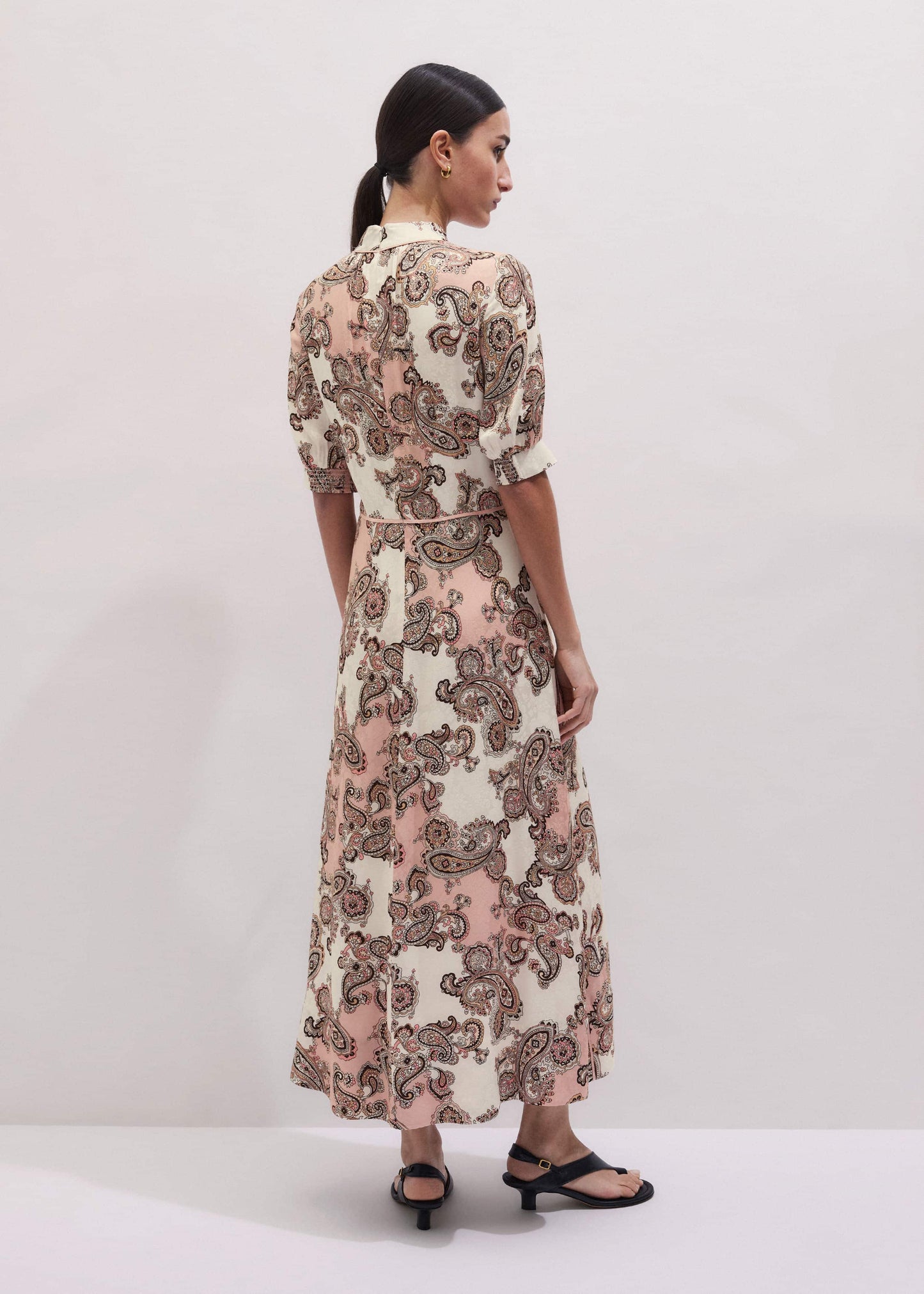 ME and EM Clothing Pink Paisley Print Fit + Flare Maxi Dress