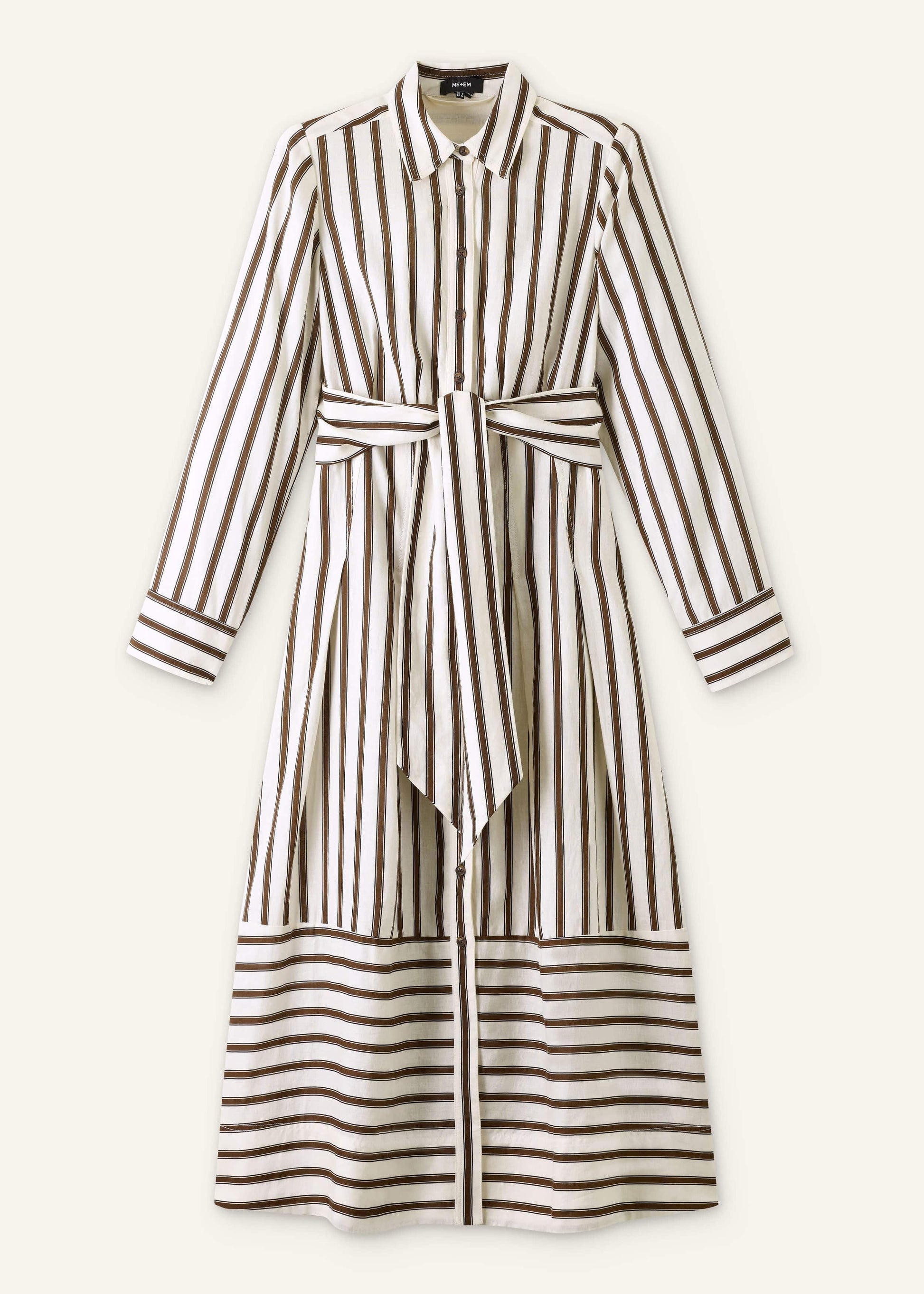 ME and EM Clothing Cream Spring Stripe Maxi Dress + Belt