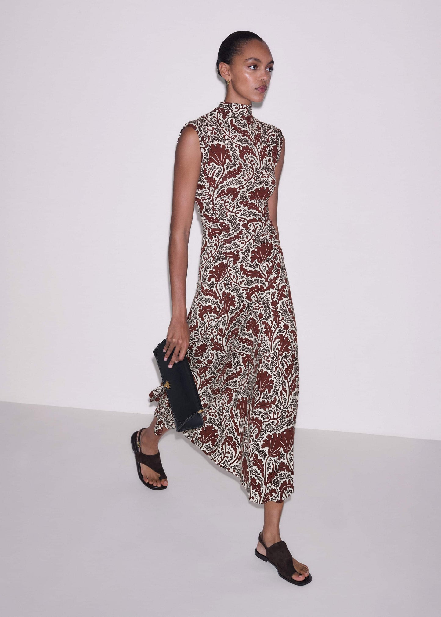 ME and EM Clothing Cinnamon Rising Wildflowers Print Fit + Flare Maxi Dress