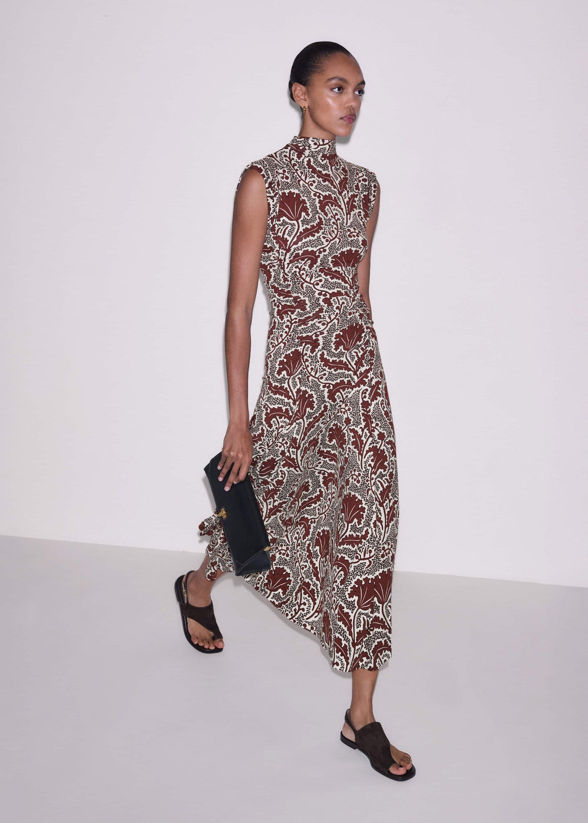 ME and EM Clothing Cinnamon Rising Wildflowers Print Fit + Flare Maxi Dress