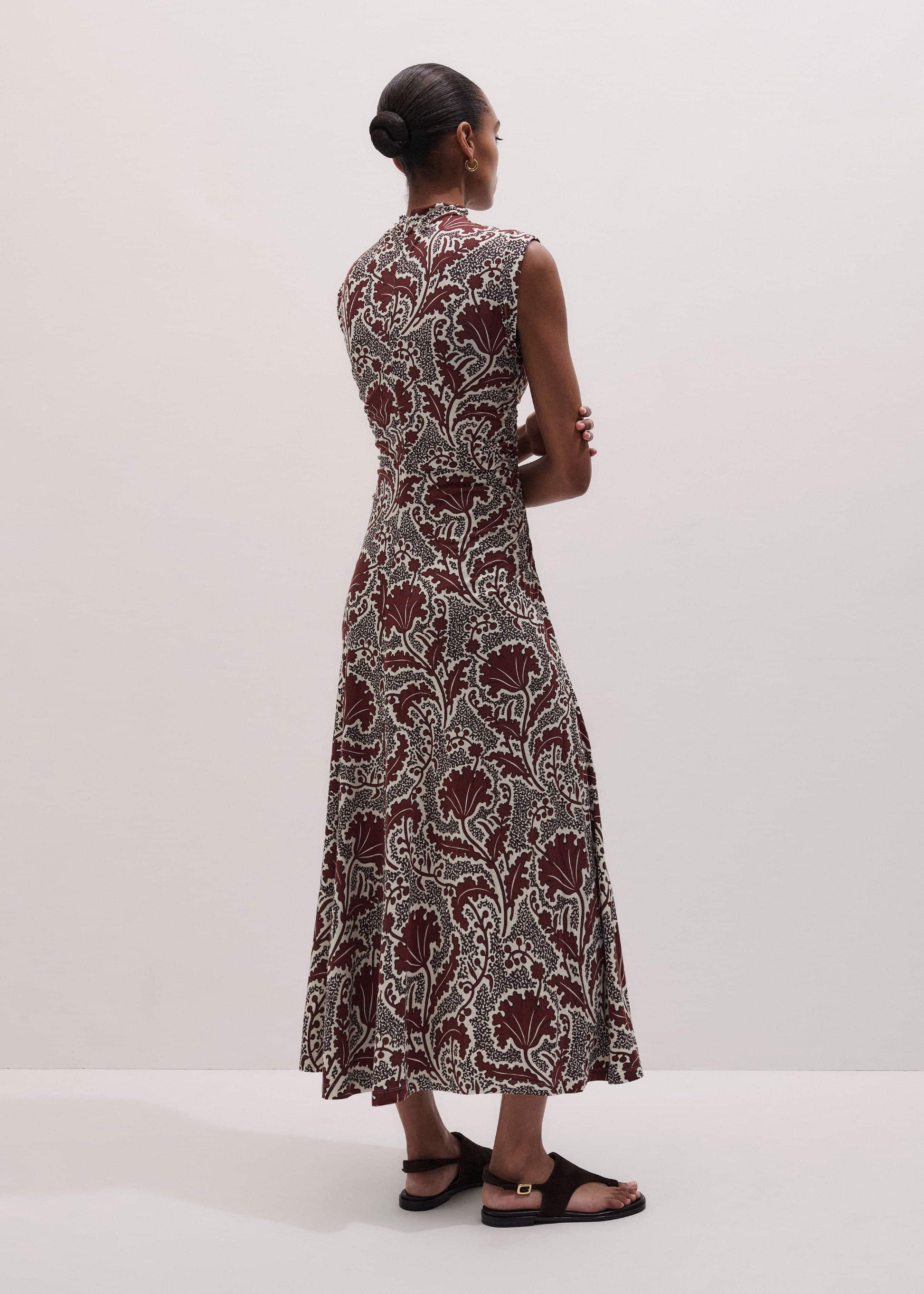 ME and EM Clothing Cinnamon Rising Wildflowers Print Fit + Flare Maxi Dress