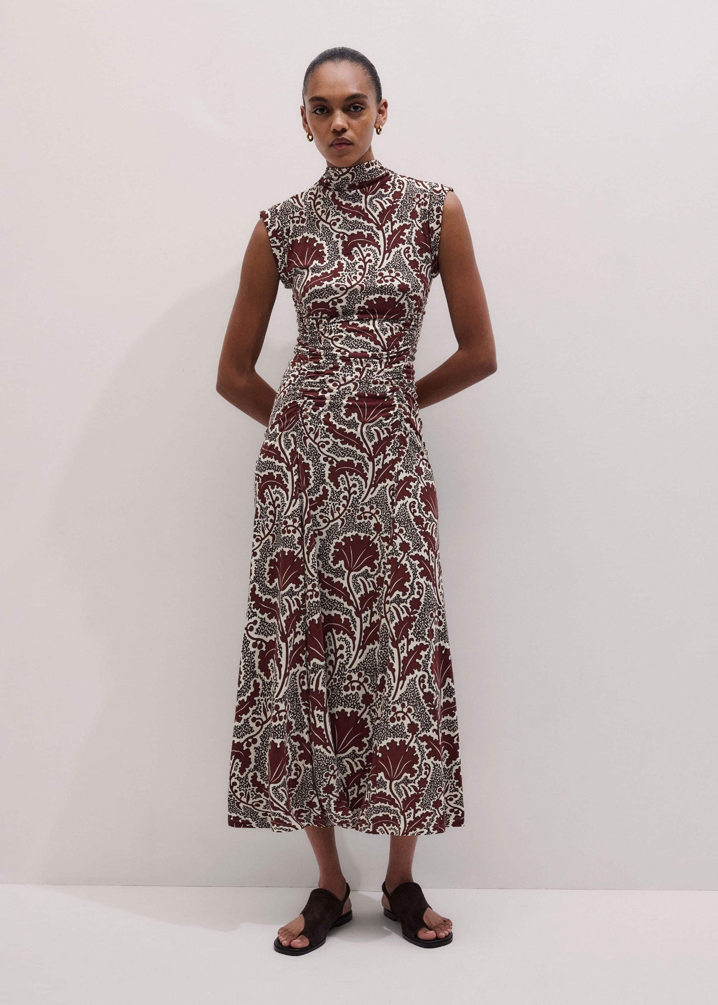 ME and EM Clothing Cinnamon Rising Wildflowers Print Fit + Flare Maxi Dress