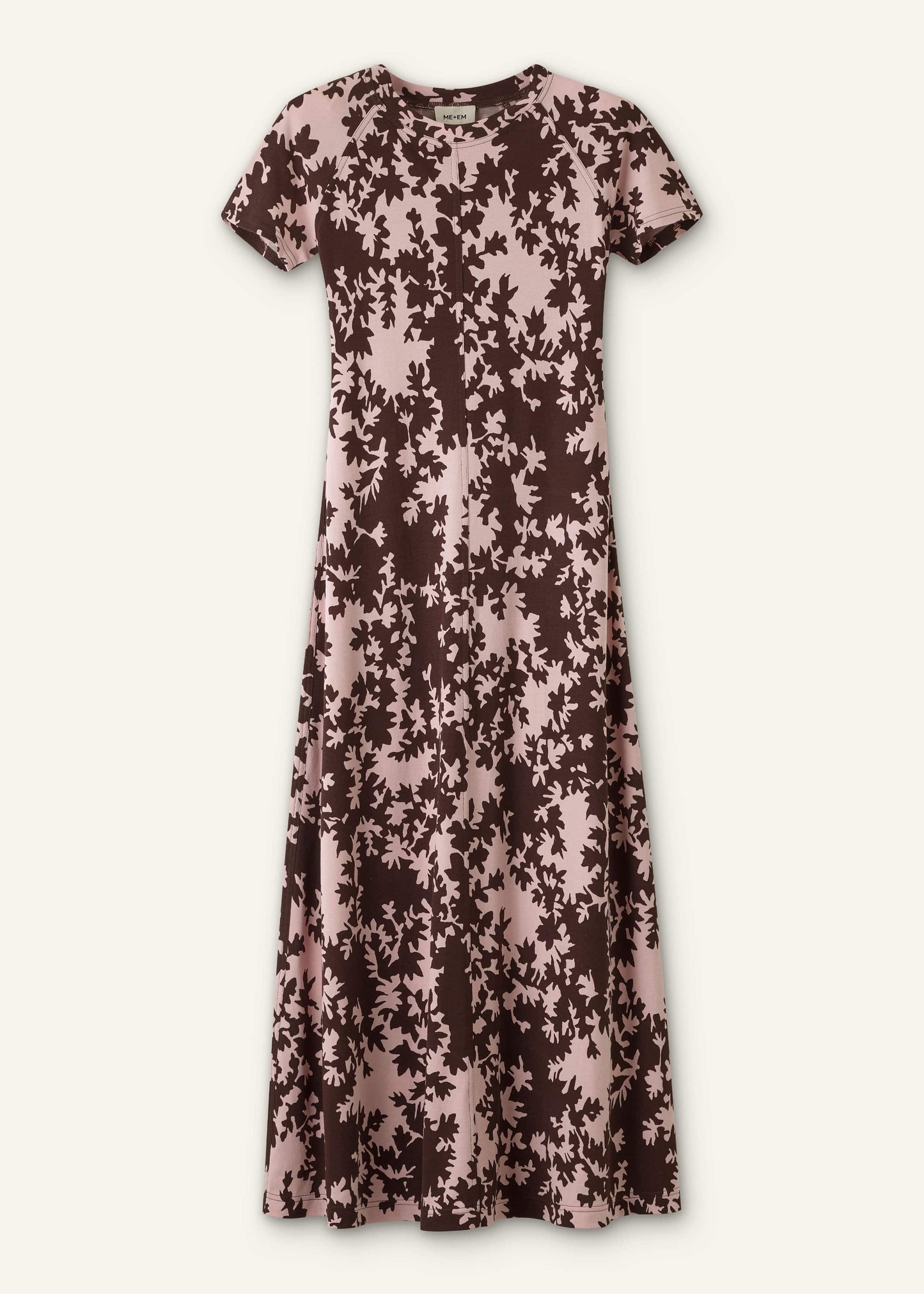 ME and EM Clothing Pink Speckled Bloom Print Contour Maxi Dress