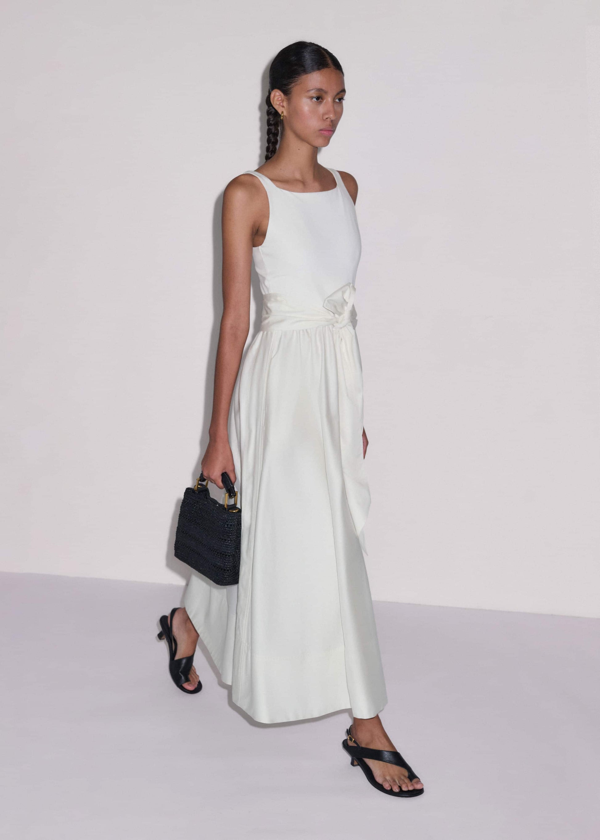 ME and EM Clothing Cream Fit + Flare Maxi Dress