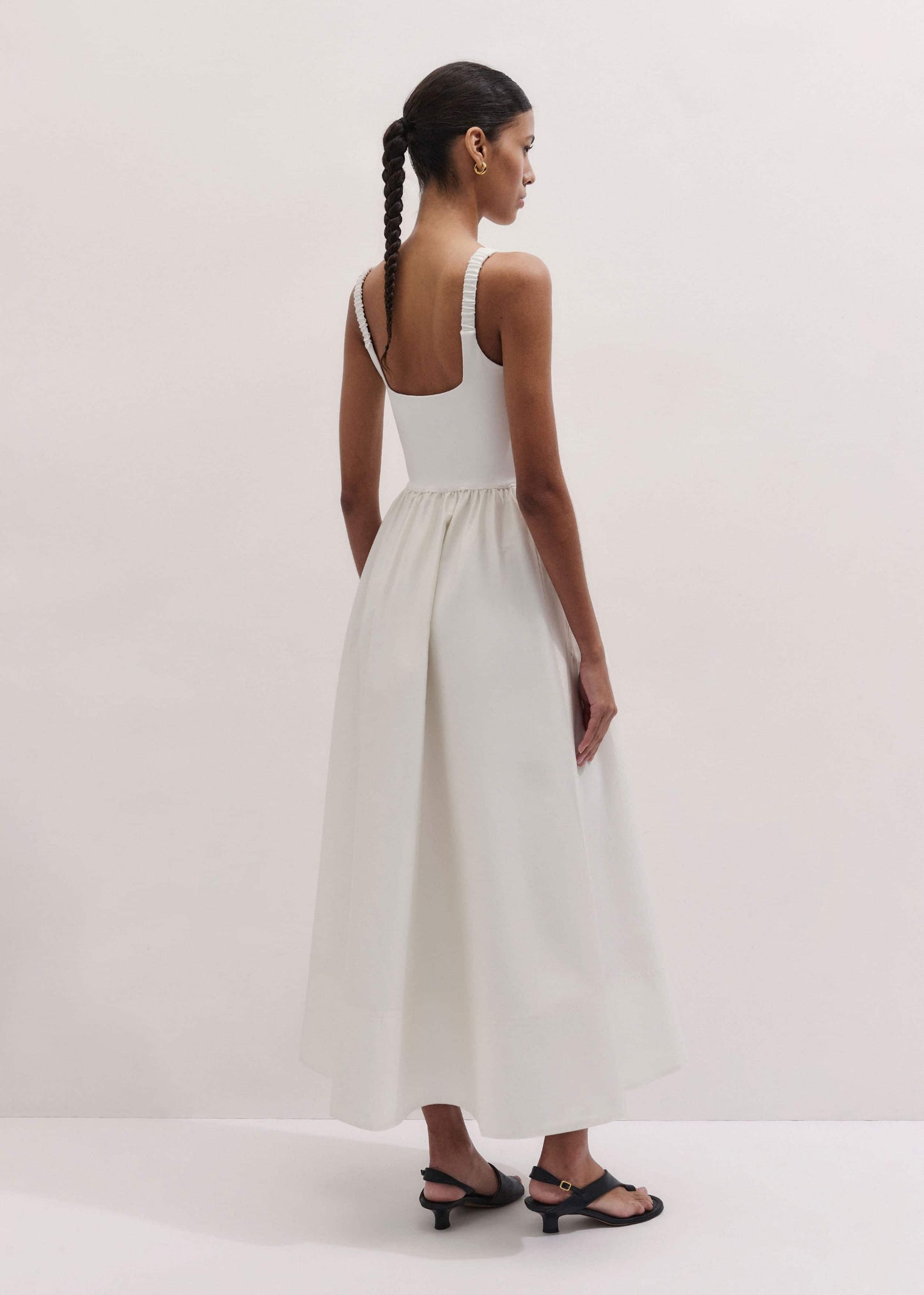 ME and EM Clothing Cream Fit + Flare Maxi Dress