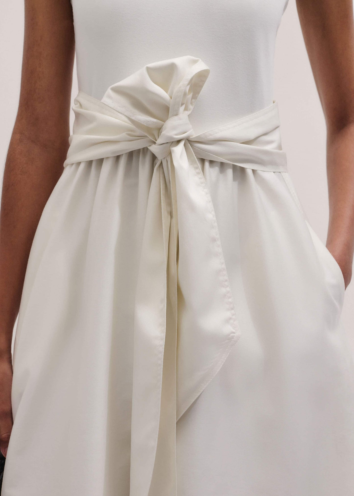 ME and EM Clothing Cream Fit + Flare Maxi Dress