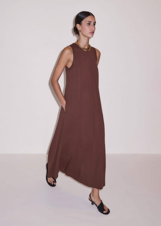 ME and EM Clothing Cinnamon Brown Maxi Swing Dress