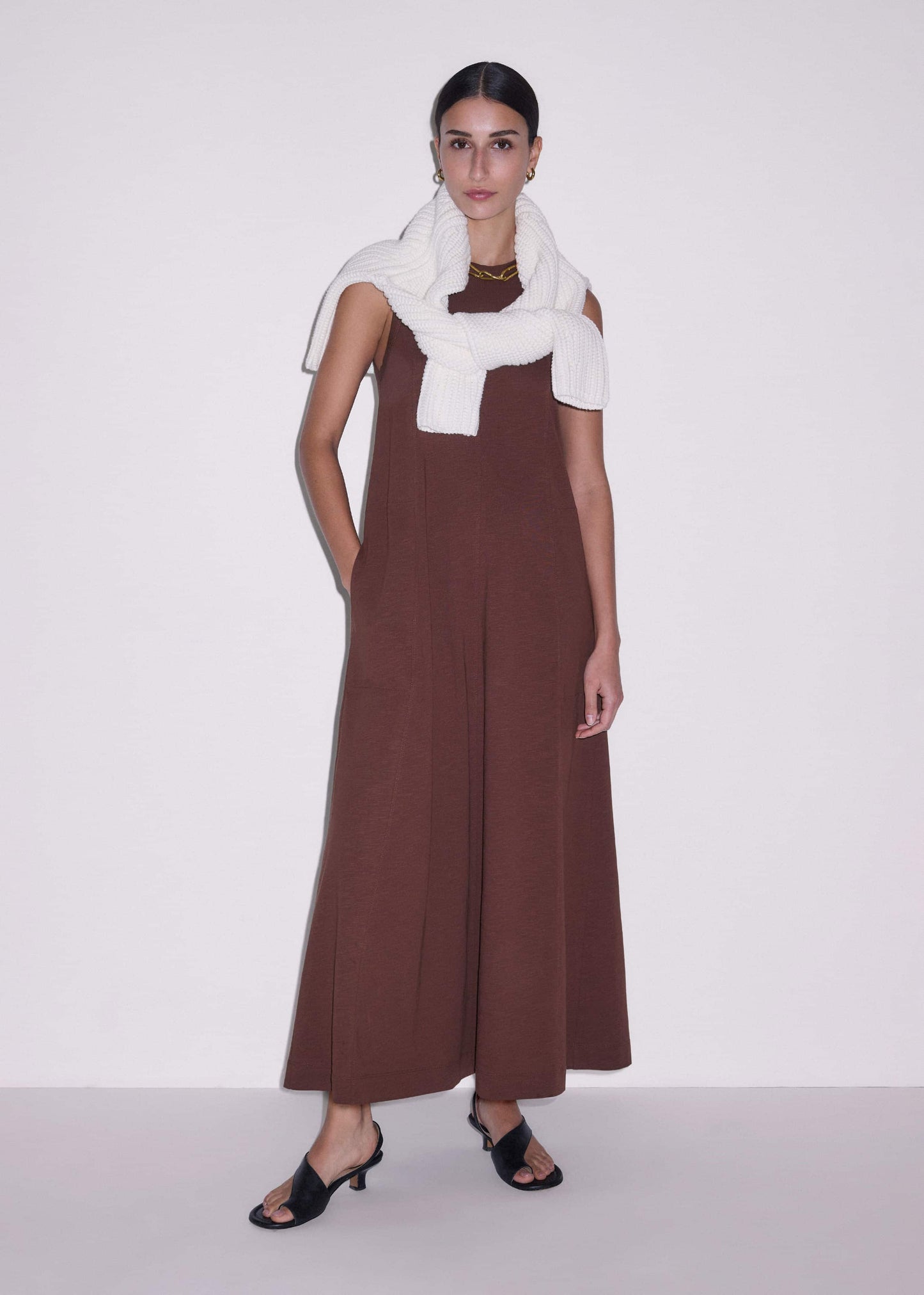 ME and EM Clothing Cinnamon Brown Maxi Swing Dress