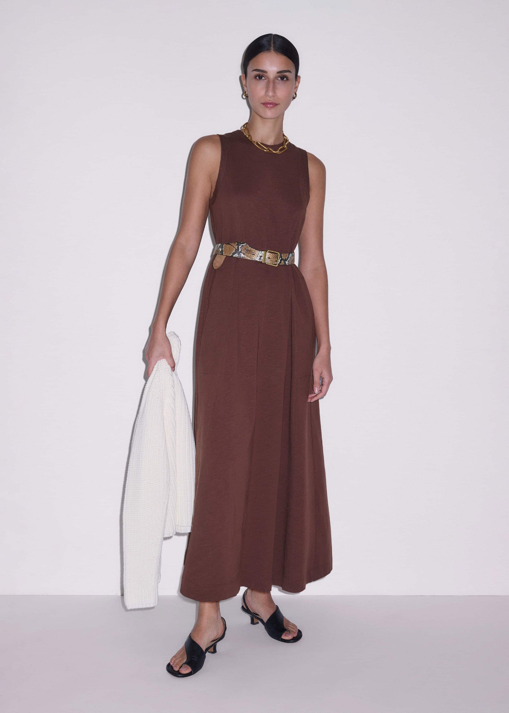 ME and EM Clothing Cinnamon Brown Maxi Swing Dress