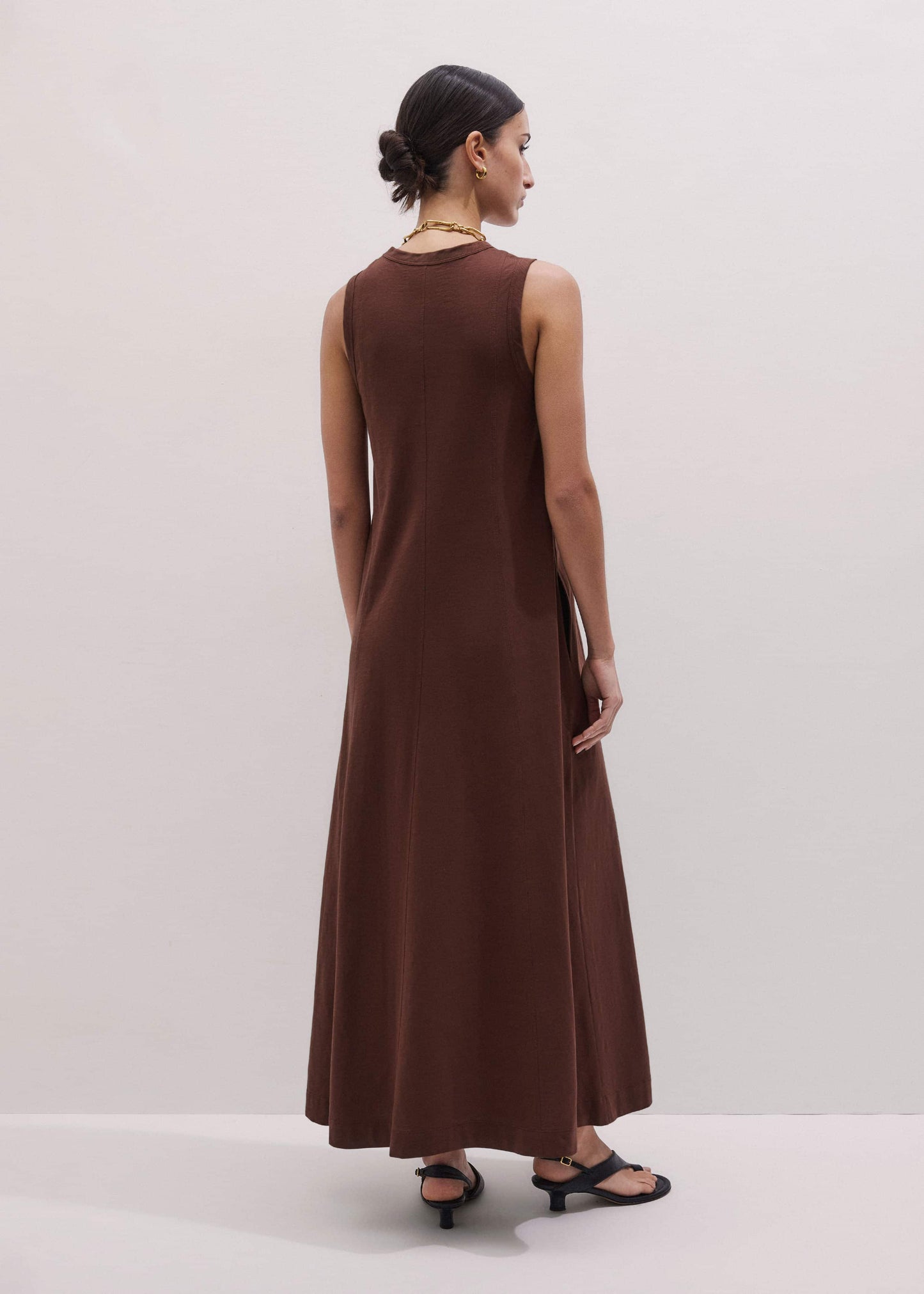 ME and EM Clothing Cinnamon Brown Maxi Swing Dress