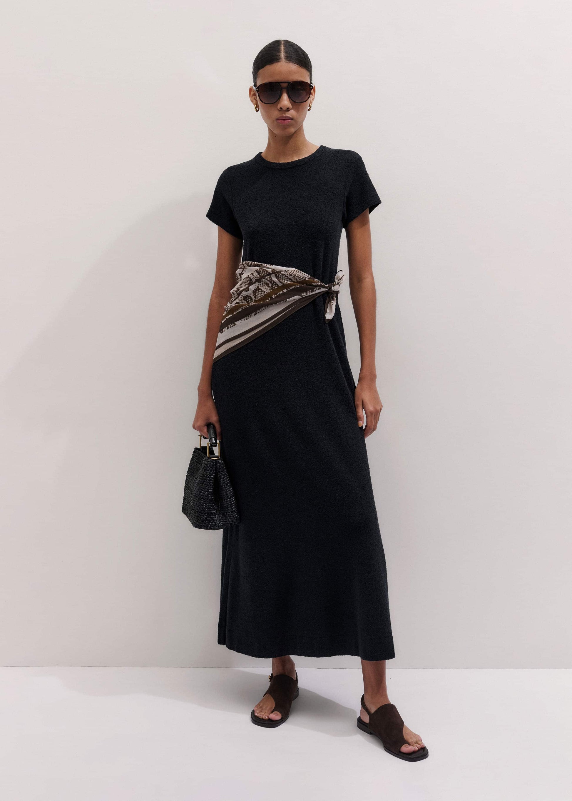 ME and EM Clothing Black A-Line Maxi Tee Dress