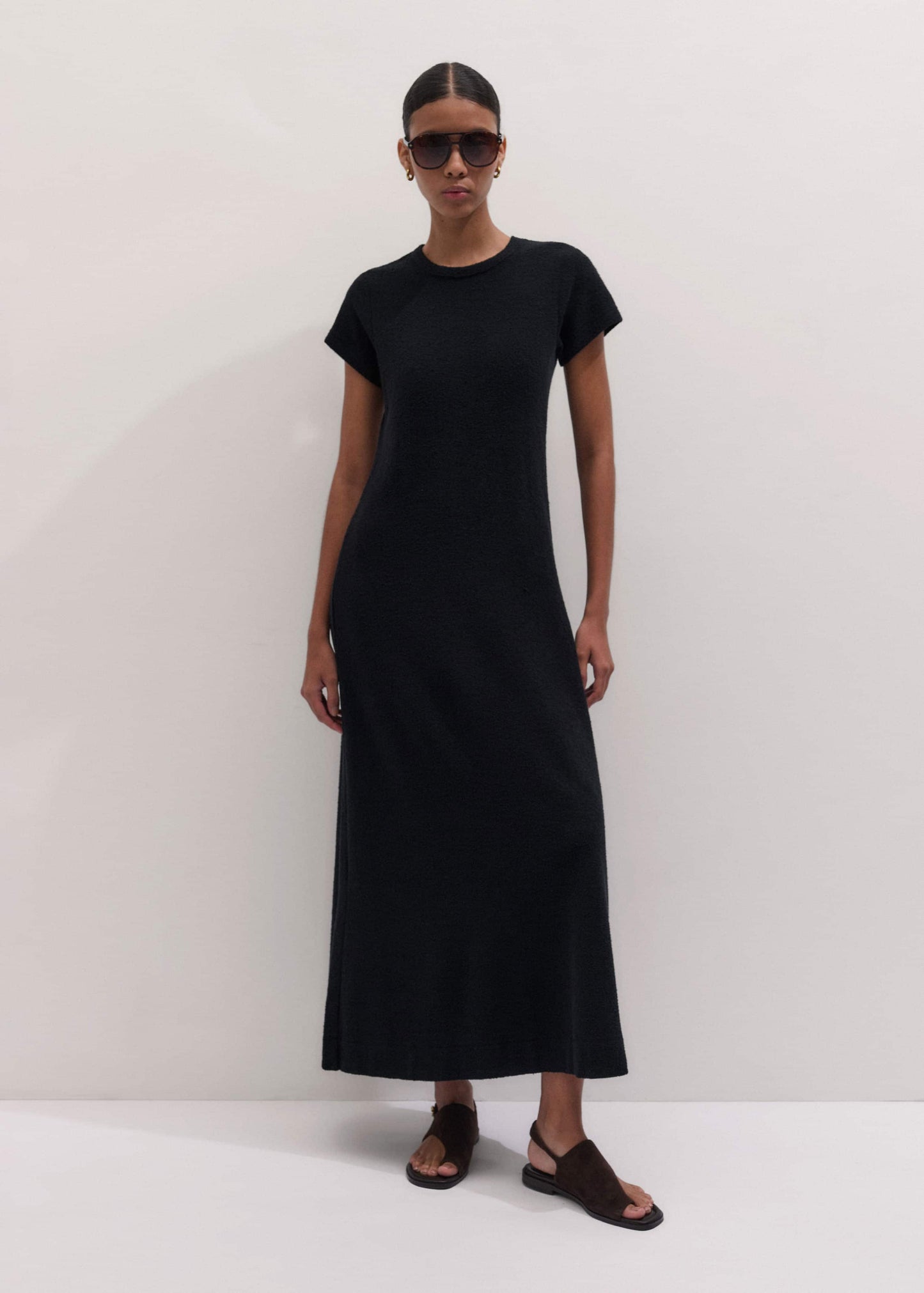 ME and EM Clothing Black A-Line Maxi Tee Dress