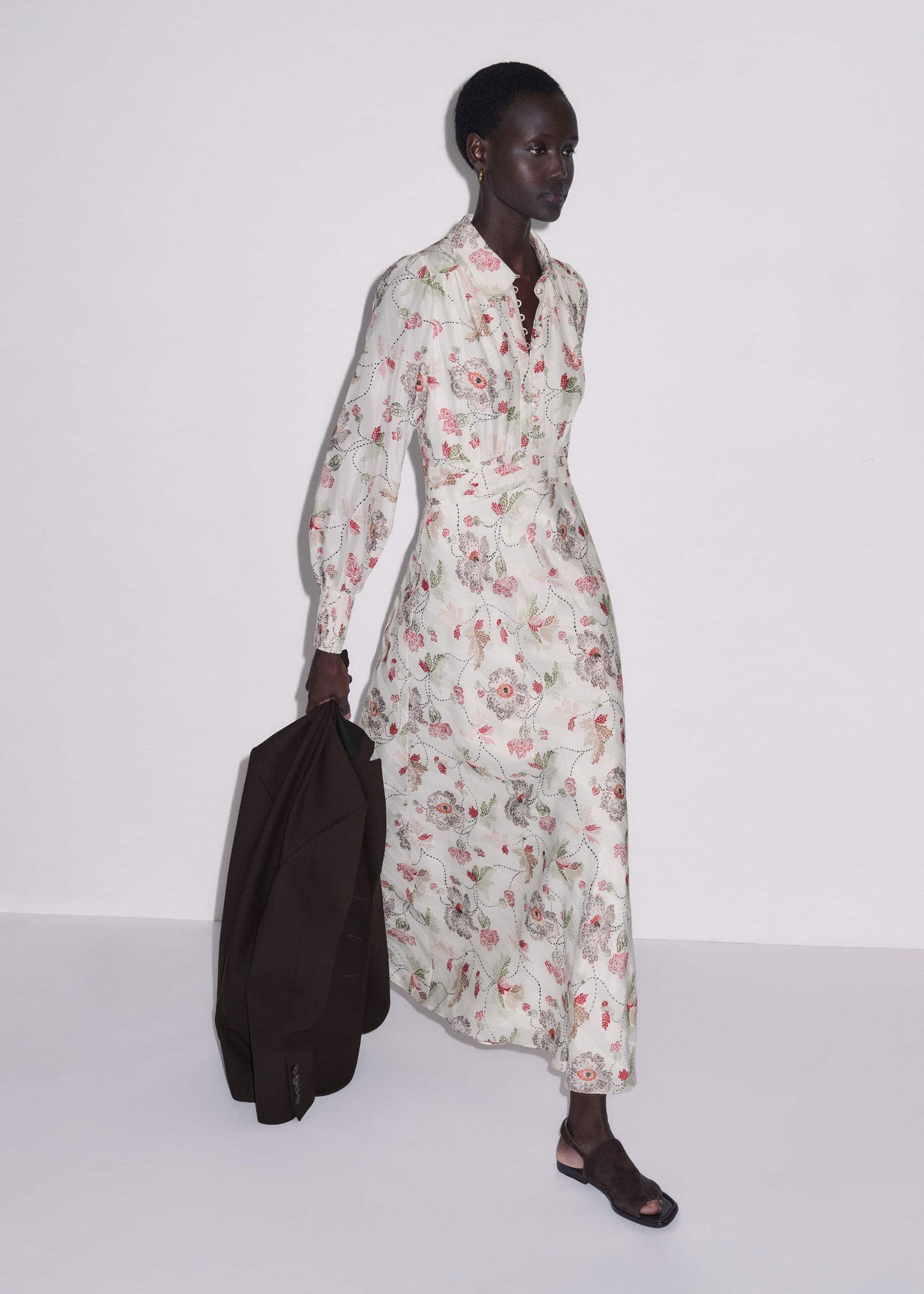 ME and EM Clothing Cream Fit + Flare Maxi Dress