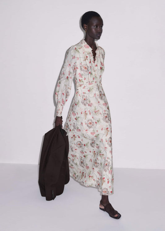 ME and EM Clothing Cream Fit + Flare Maxi Dress