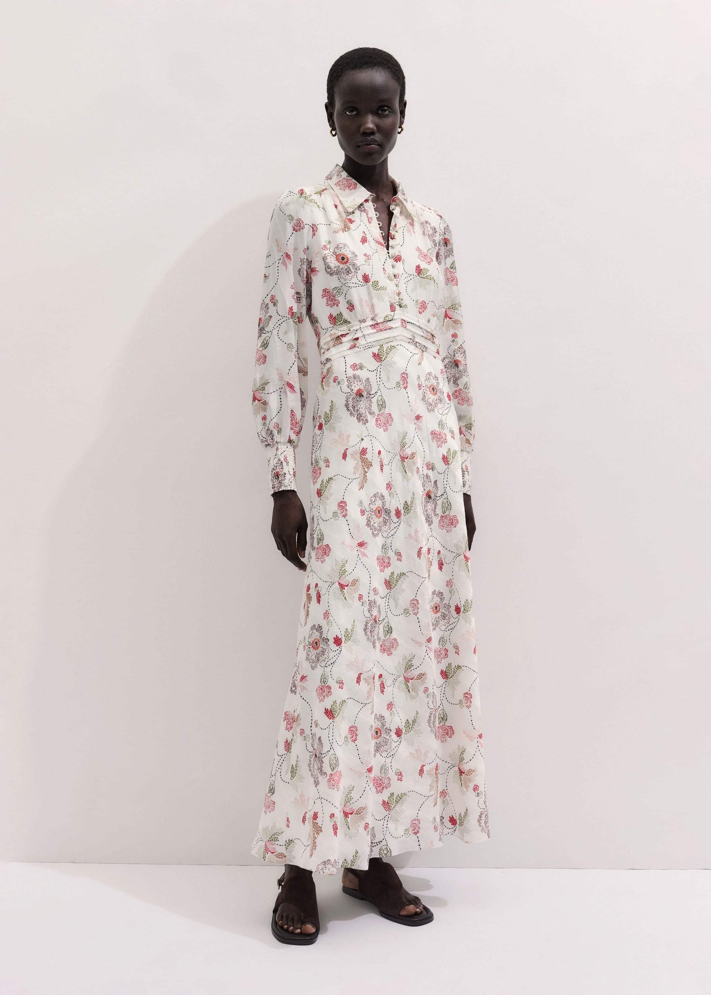 ME and EM Clothing Cream Fit + Flare Maxi Dress