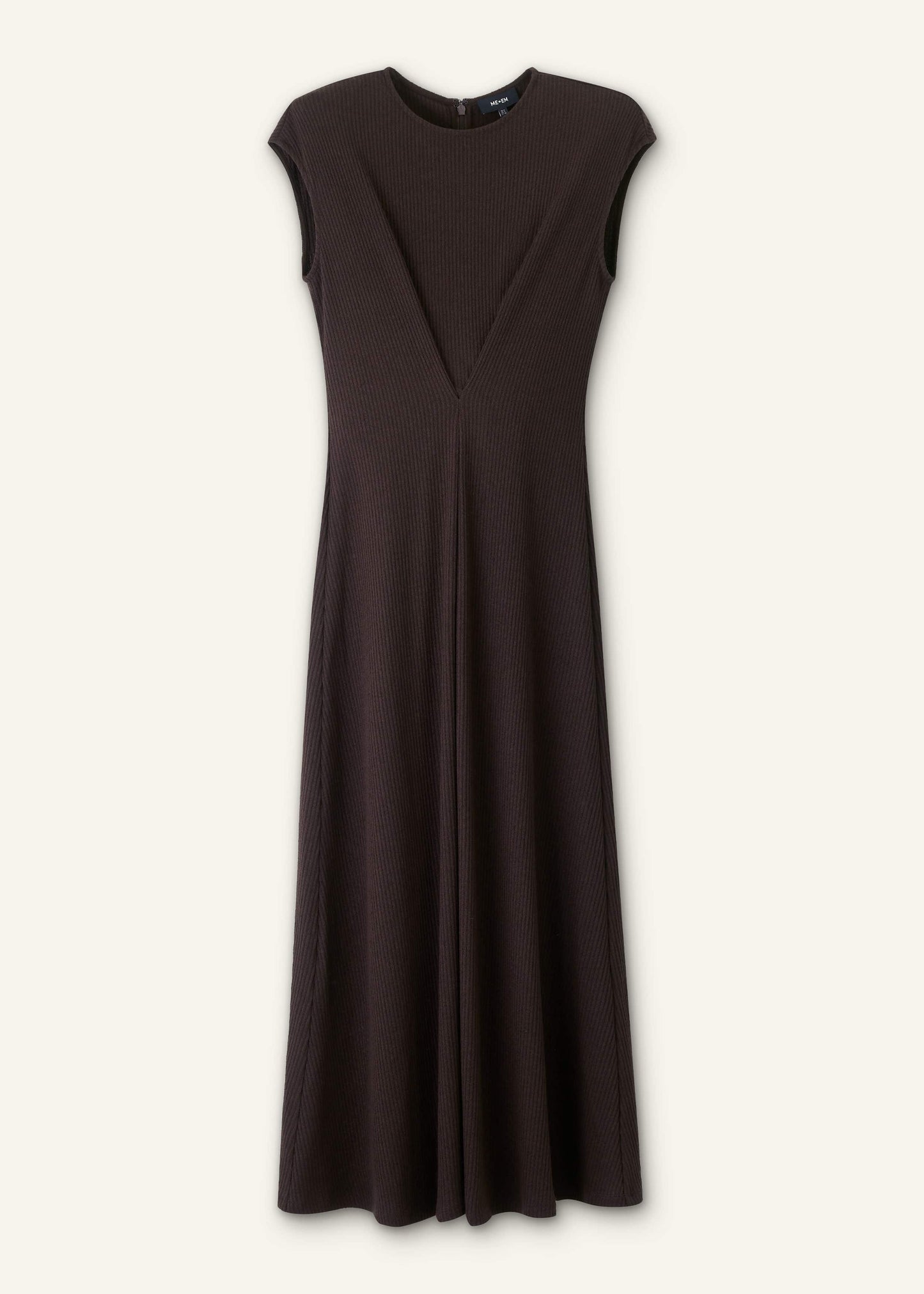 ME and EM Clothing Brown Draped Waist Clever Pleat Maxi Dress
