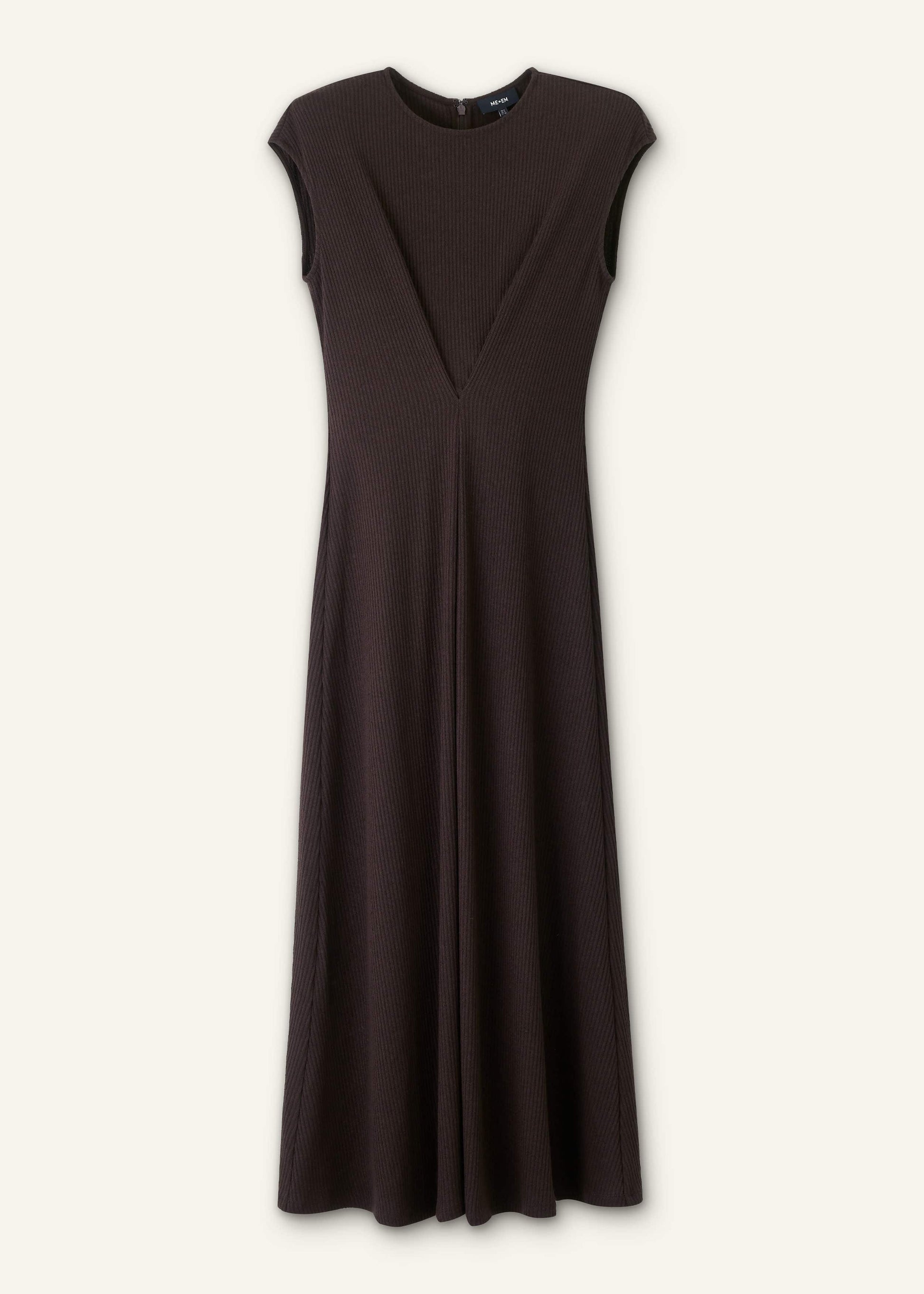 ME and EM Clothing Brown Draped Waist Clever Pleat Maxi Dress