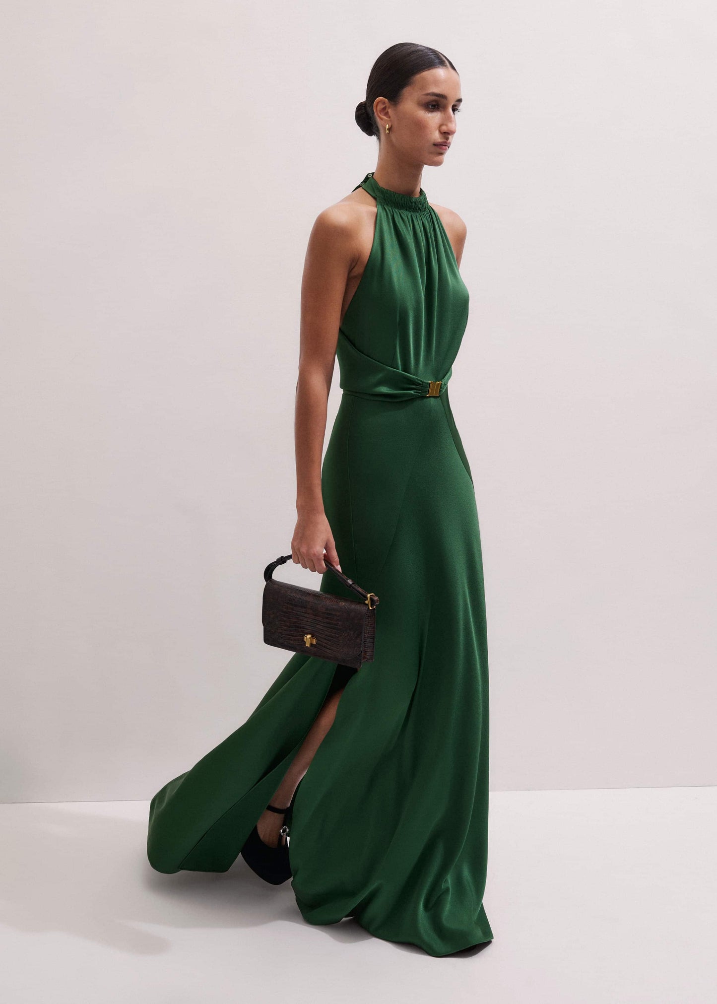 ME and EM Clothing Green Beautifully Draped Full-Length Dress