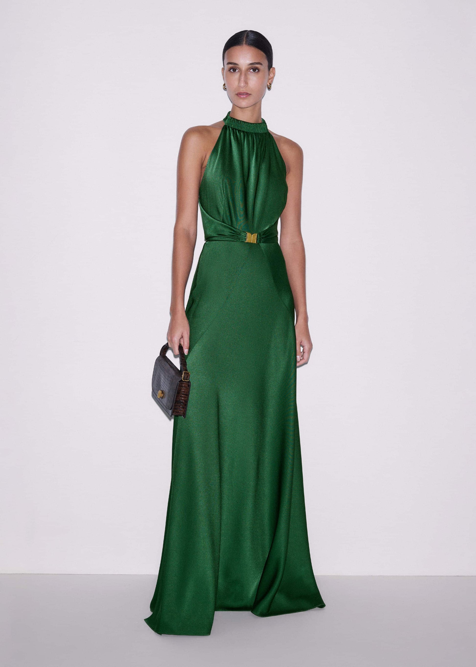 ME and EM Clothing Green Beautifully Draped Full-Length Dress