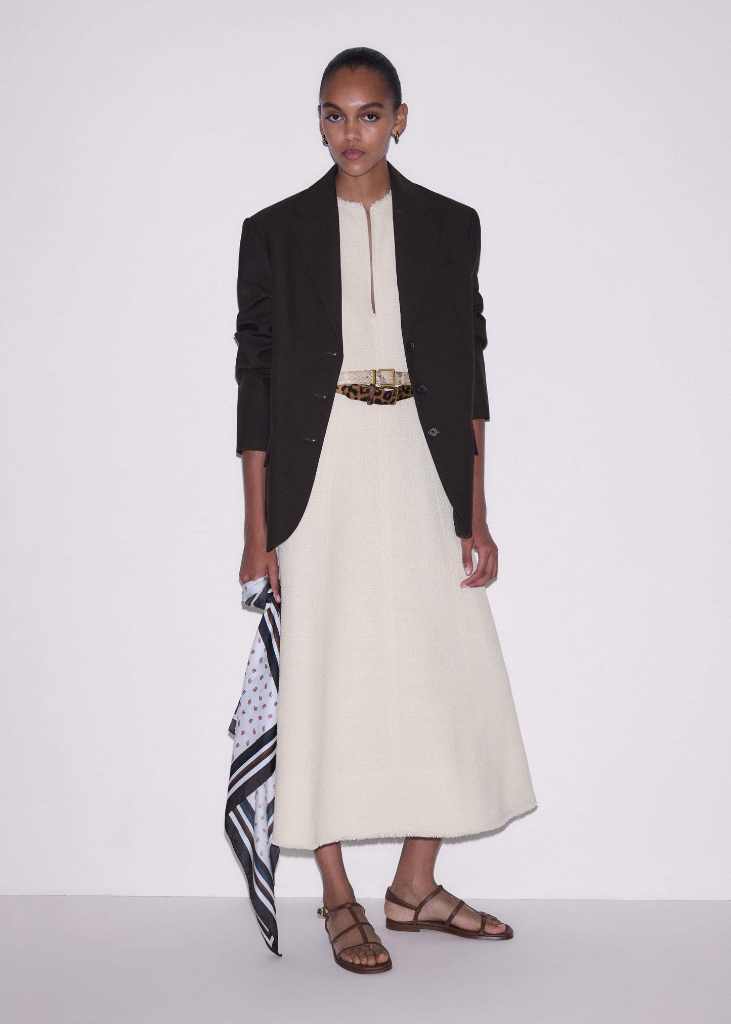 ME and EM Clothing Cream Desk-To-Dinner Fit And Flare Maxi Dress