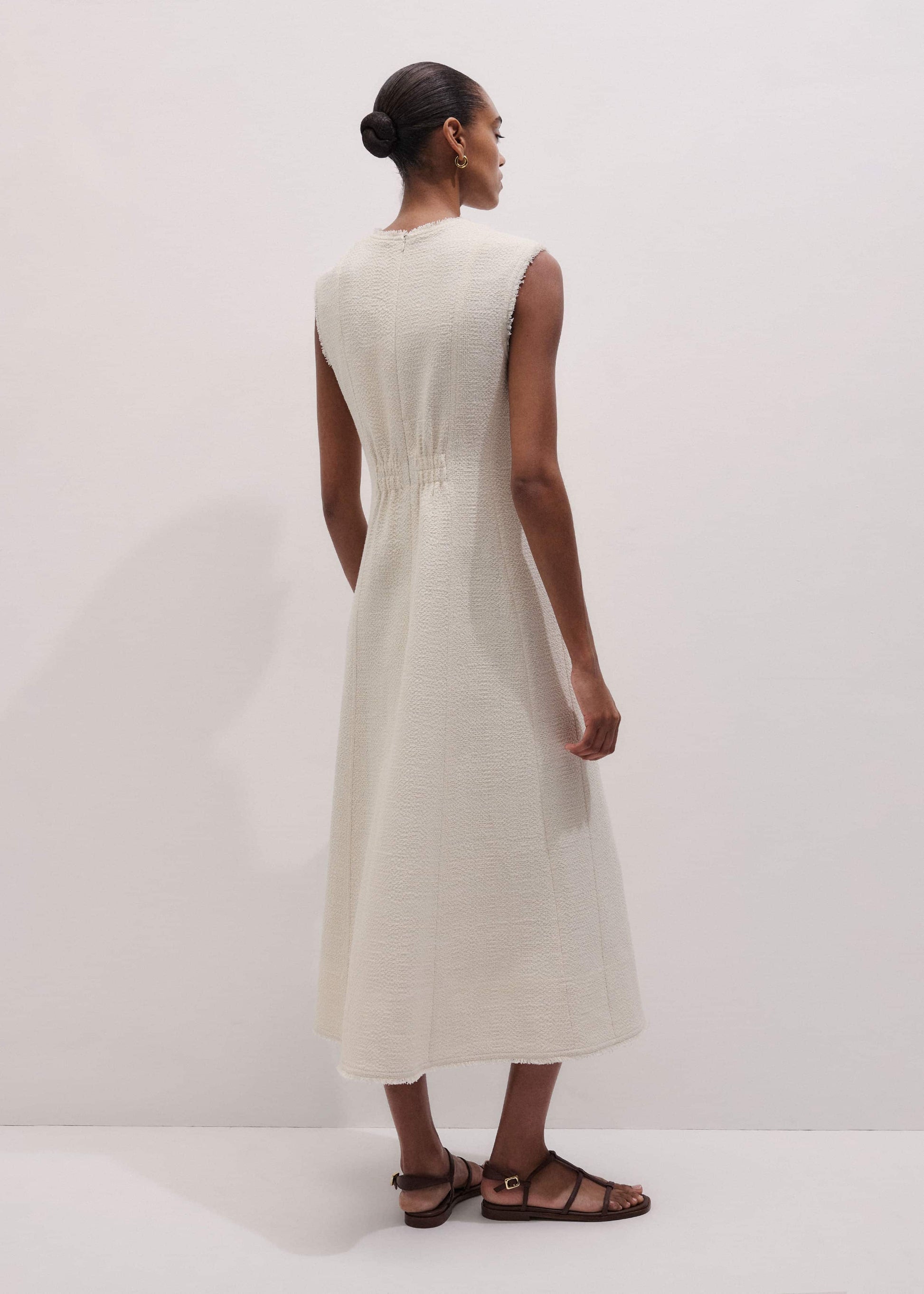 ME and EM Clothing Cream Desk-To-Dinner Fit And Flare Maxi Dress